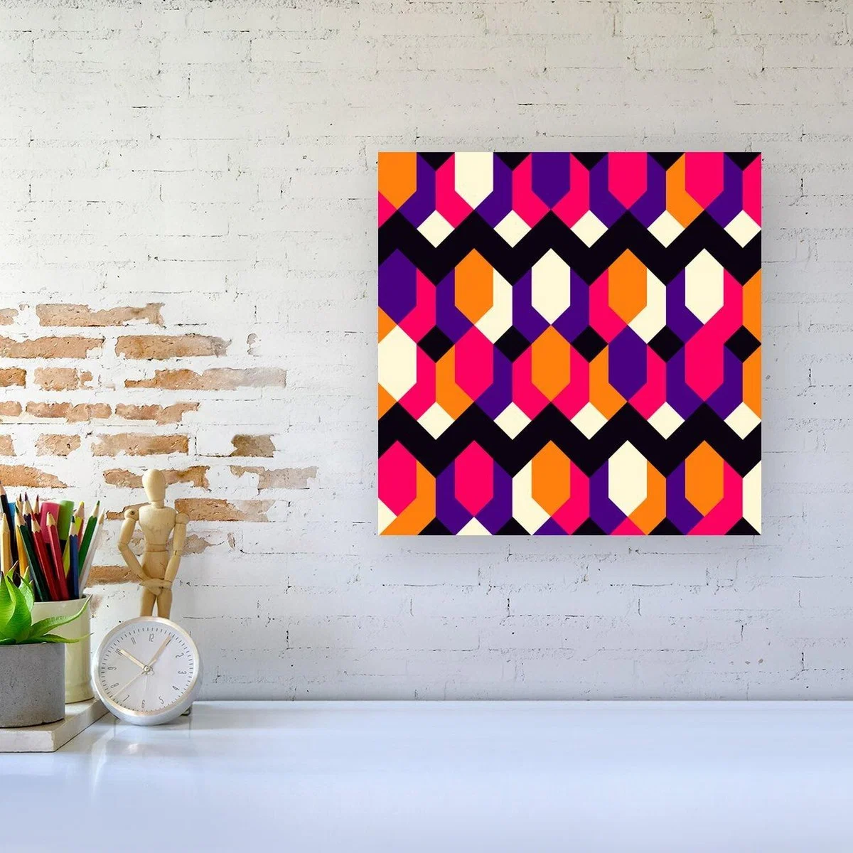 Coloured Abstract Pattern Canvas Print - Red / Small – image 1