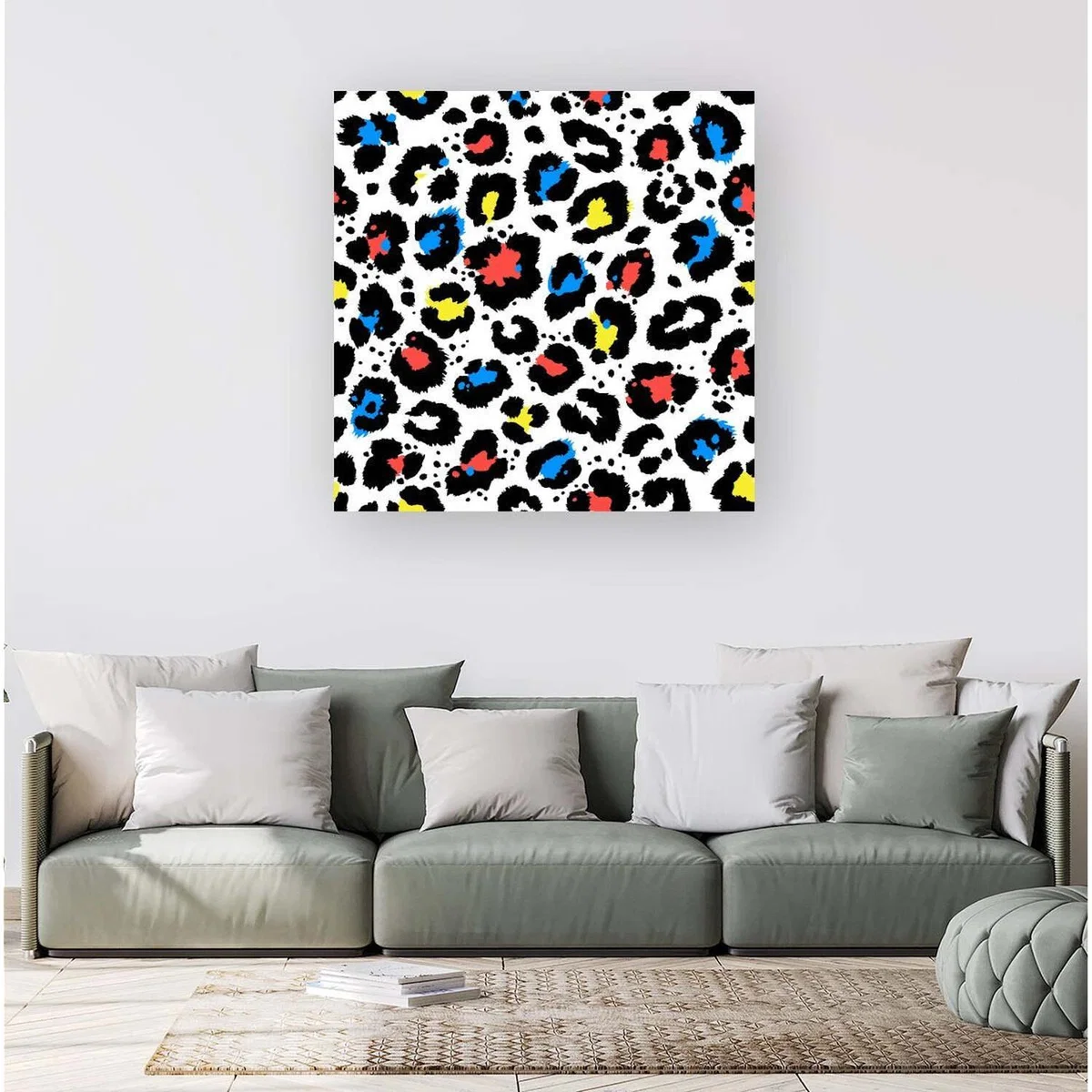 Coloured Leopard Print Canvas Print - Blue / Large – image 3
