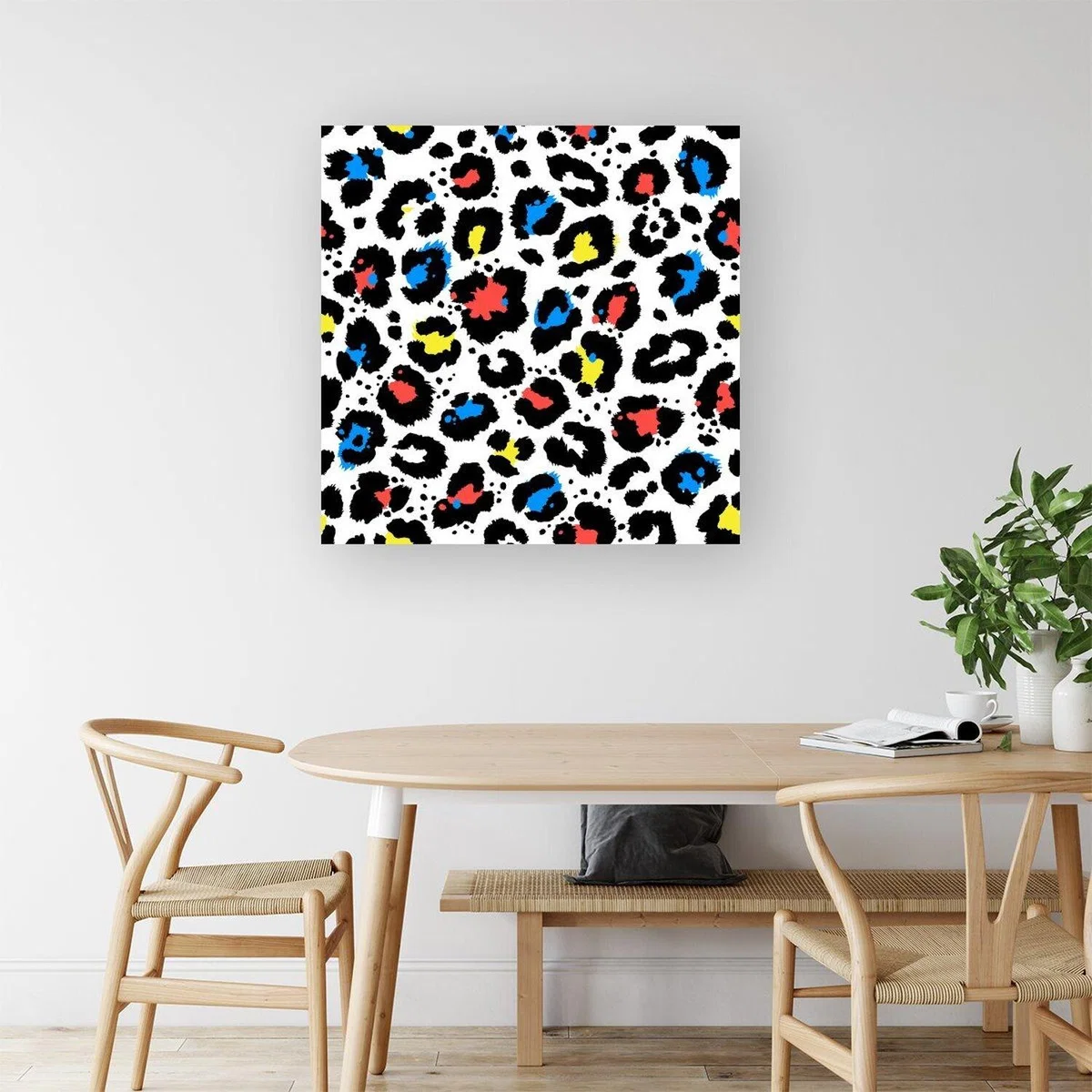 Coloured Leopard Print Canvas Print - Blue / Large – image 4