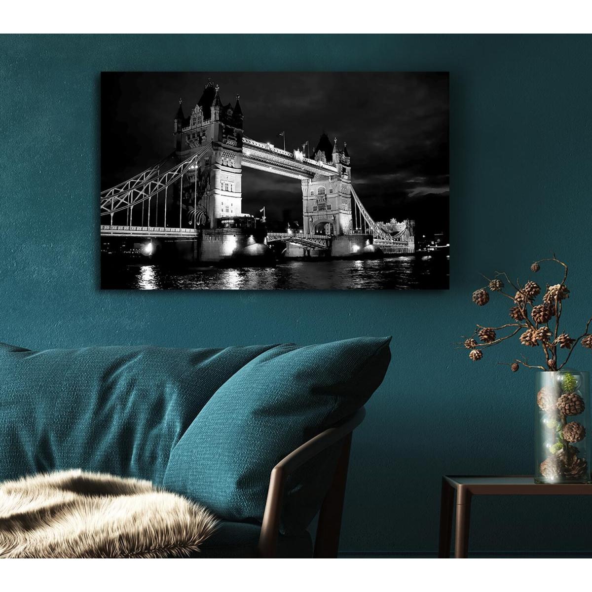 London Tower Bridge B n W Canvas Print Wall Art - Yellow / 35.56cm – image 5