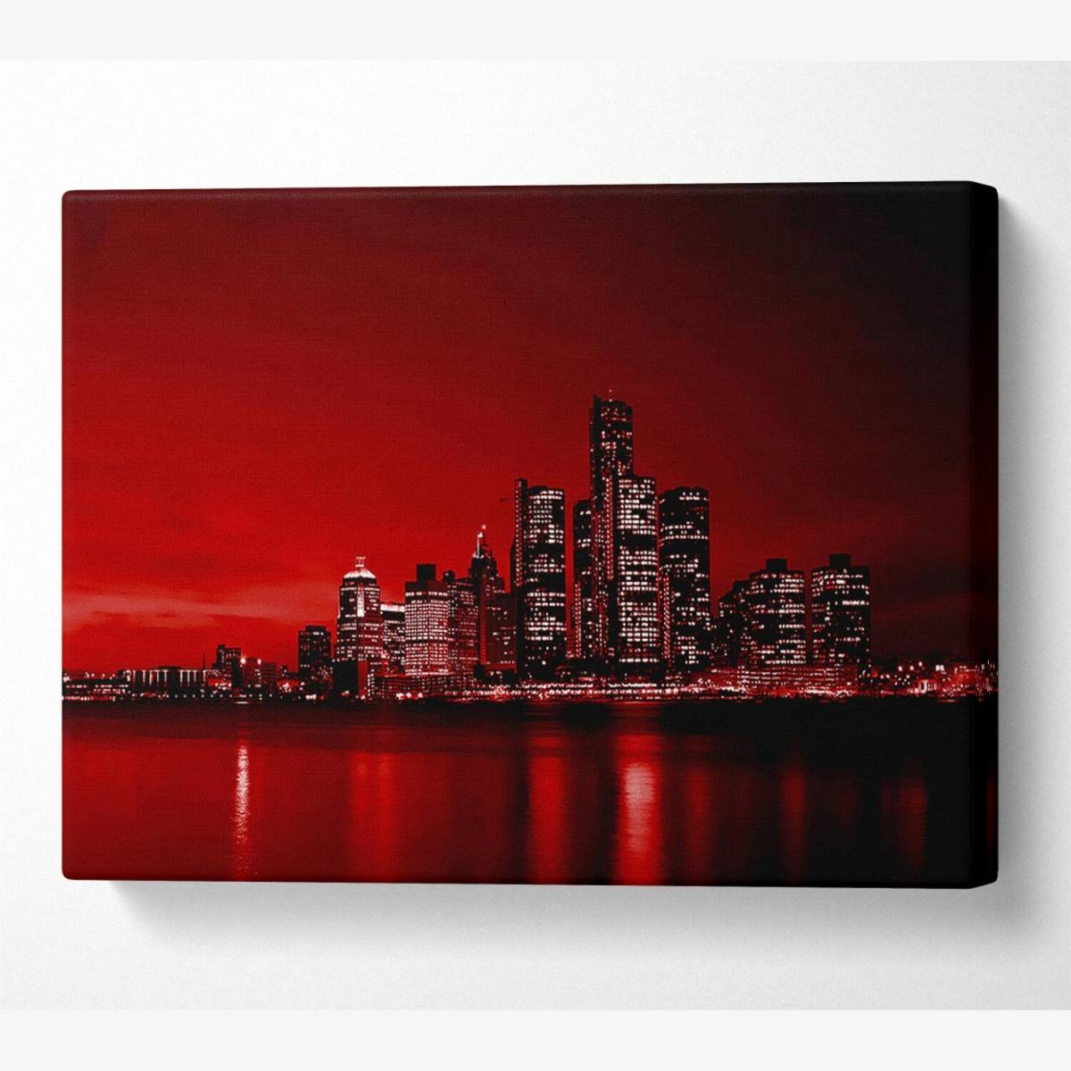 Detroit Red Nights Canvas Print Wall Art - Yellow / 81.28cm – image 1