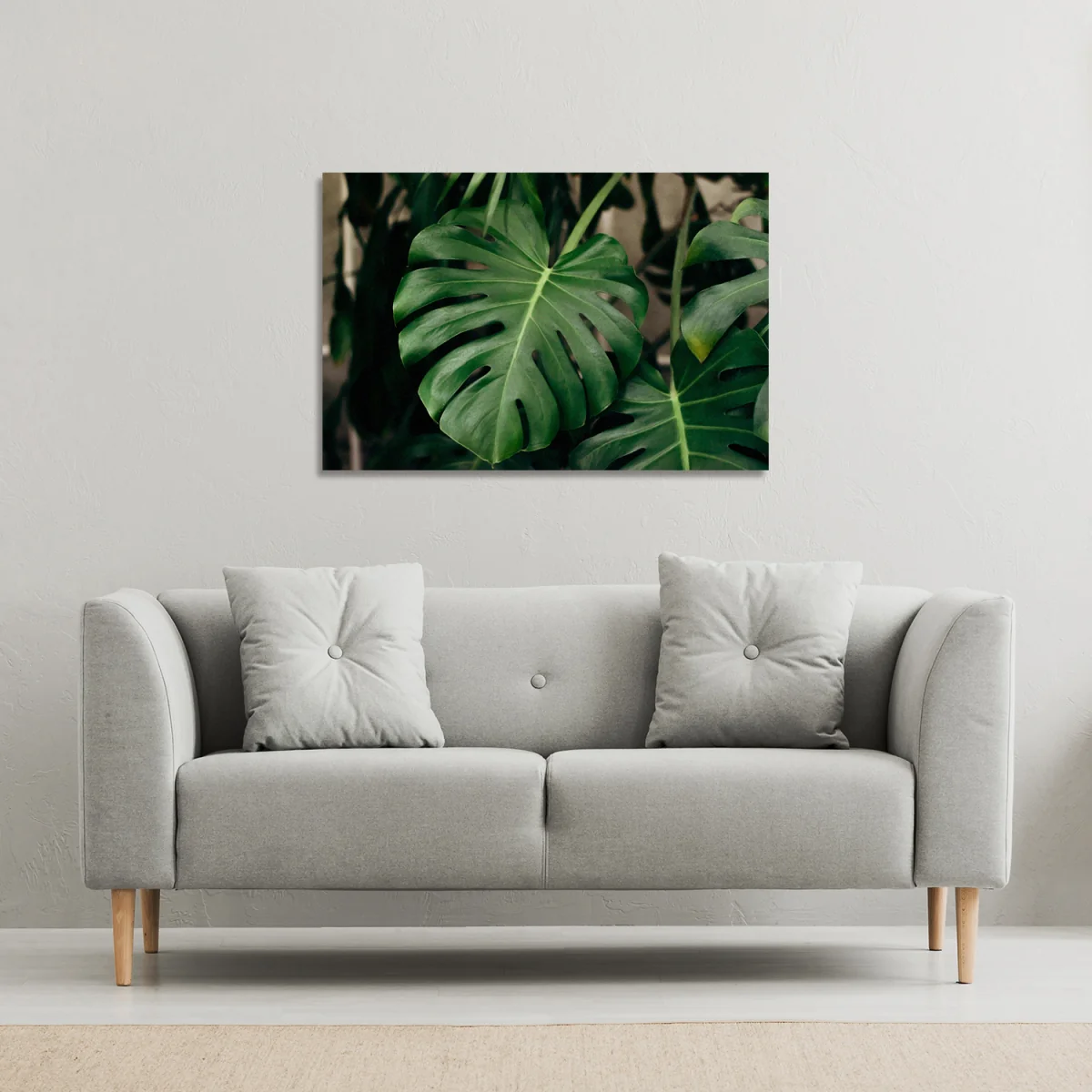 Monstera Leaves in home interior Canvas Print - Green / 114cm / 77cm – image 2