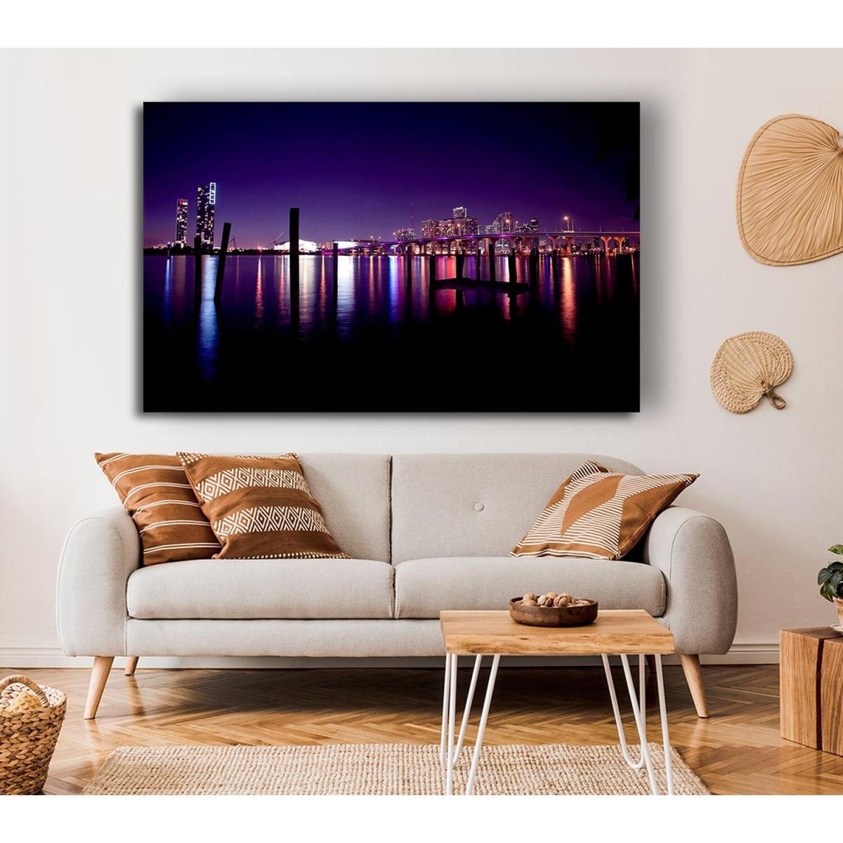 Miami Skyline Canvas Print Wall Art - Yellow / 81.28cm – image 4
