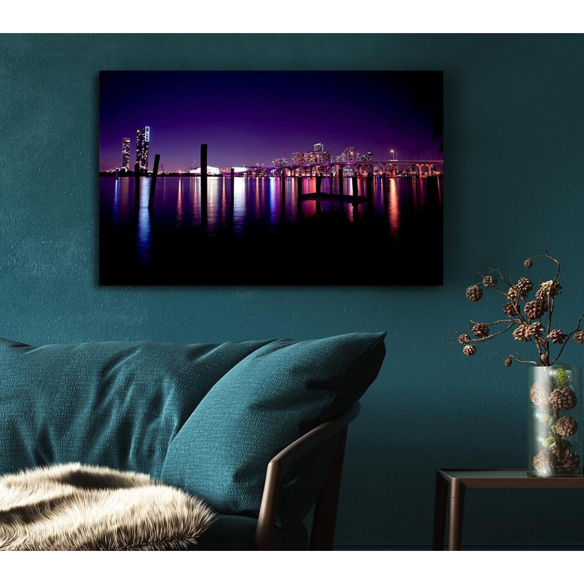 Miami Skyline Canvas Print Wall Art - Yellow / 81.28cm – image 5