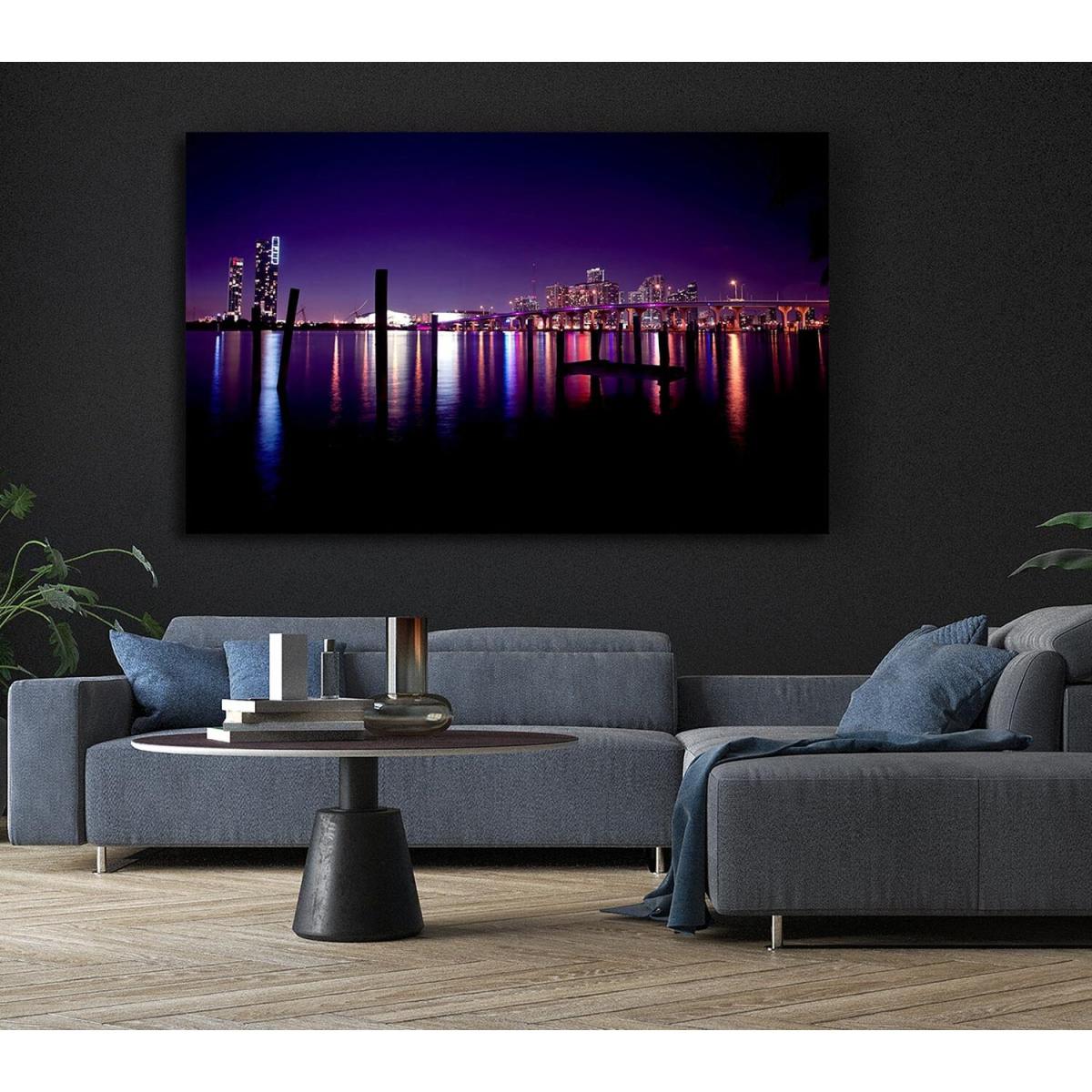 Miami Skyline Canvas Print Wall Art - Yellow / 81.28cm – image 6