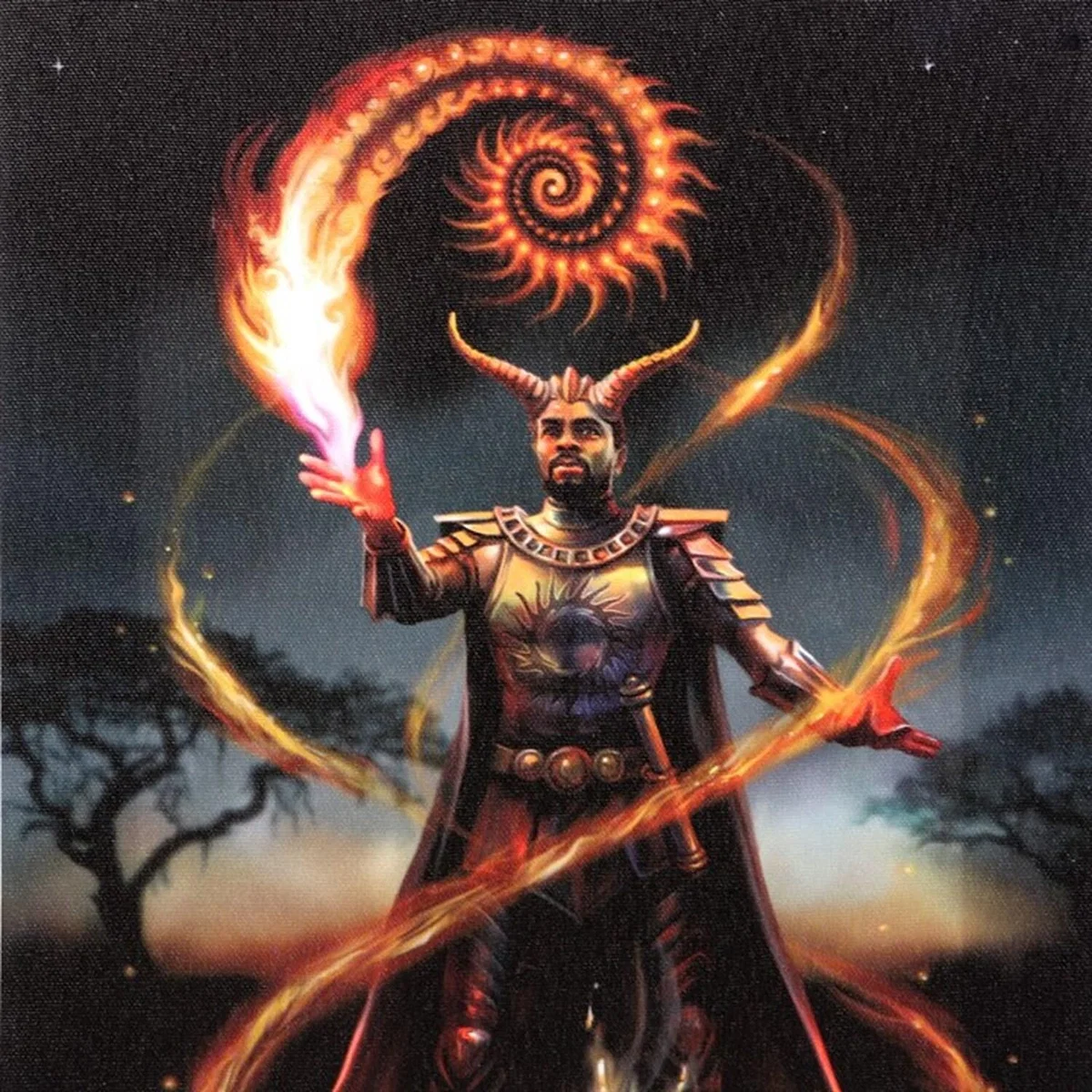 Fire Element Wizard Canvas Plaque by Anne Stokes - Black – image 4