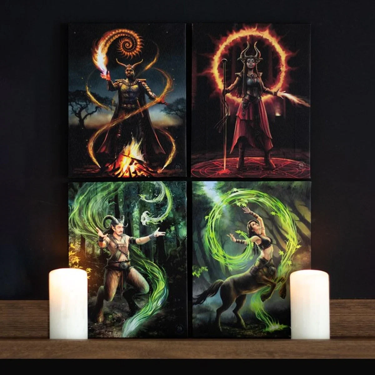 Fire Element Wizard Canvas Plaque by Anne Stokes - Black – image 5