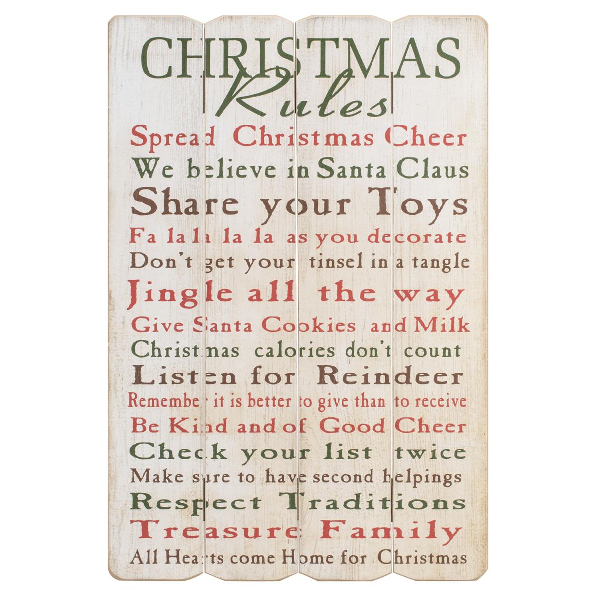 Christmas Rules Wooden Wall Art – image 2