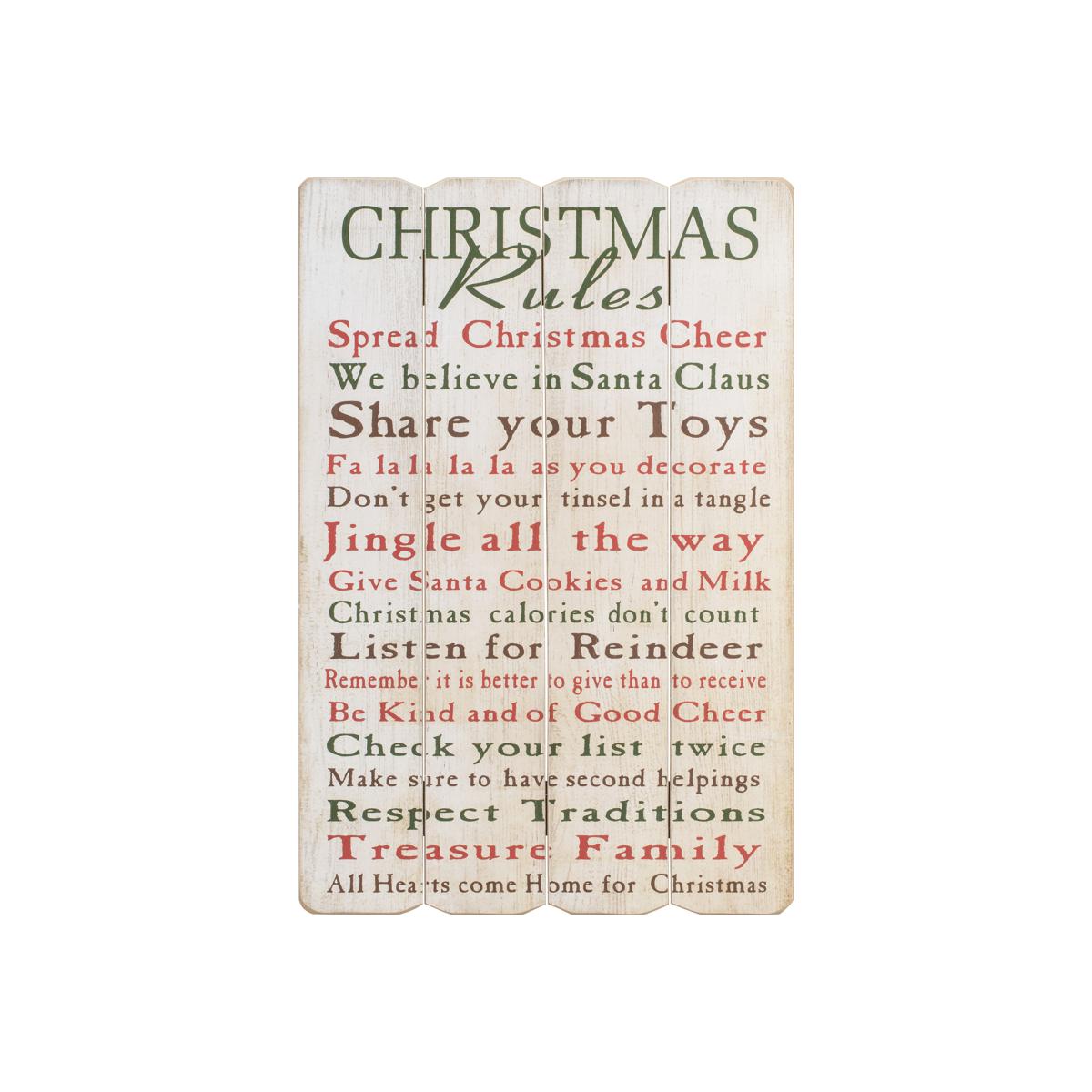 Christmas Rules Wooden Wall Art – image 1