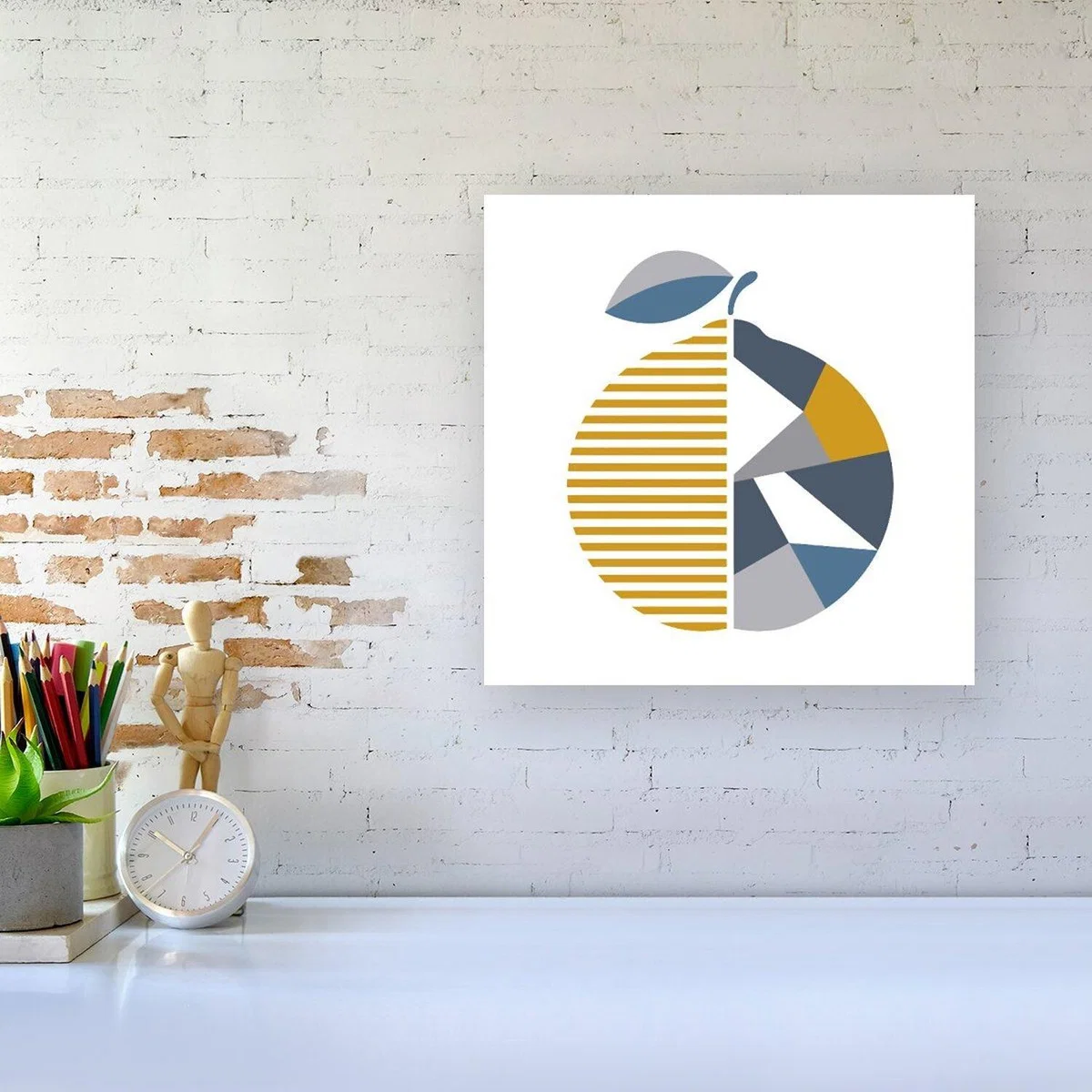 Geometric Orange Canvas Print - Blue / Small – image 4