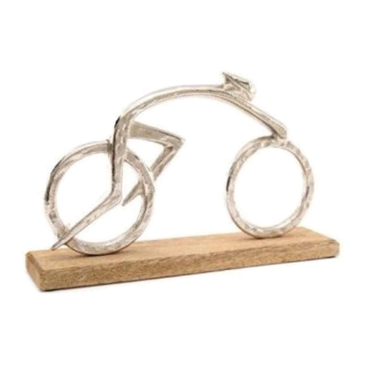 Cyclist Wood Plaque - Silver