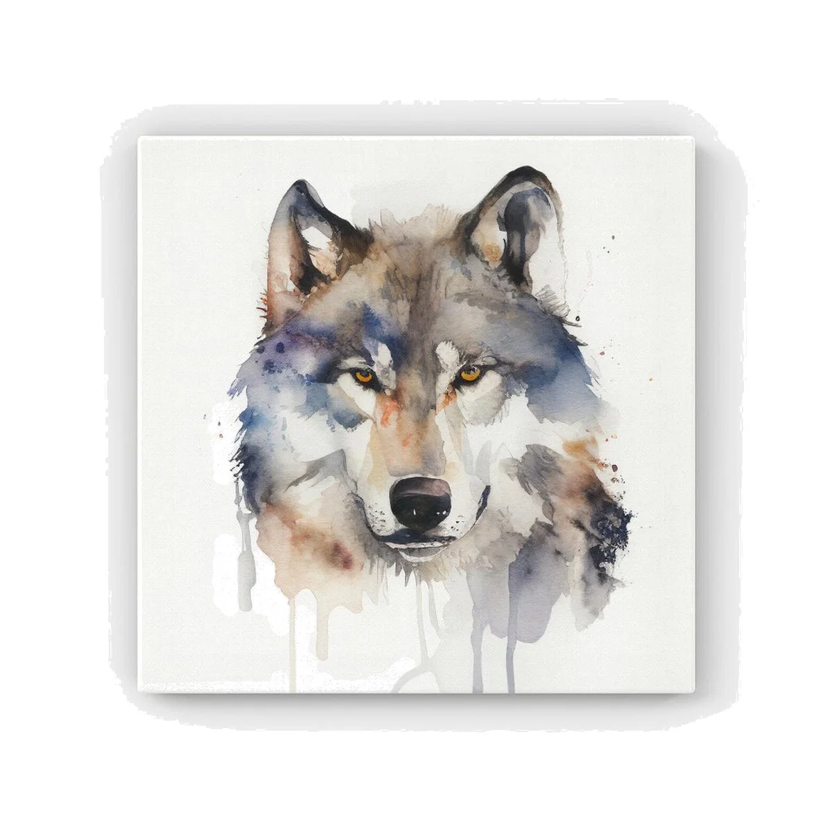 Wolf Watercolour HD Metal Print - Brown / 40cm
