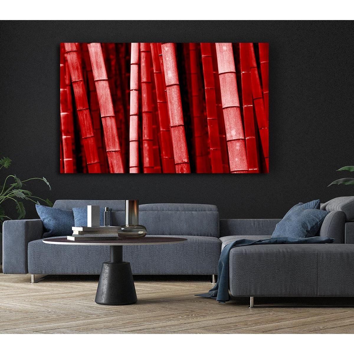 Red Bamboo Canvas Print Wall Art - Yellow / 81.28cm – image 4