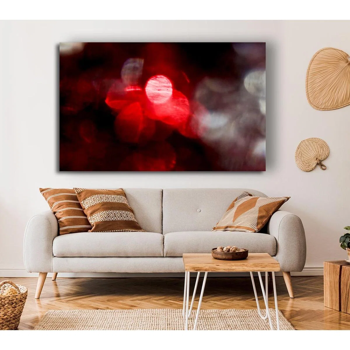 Red Through Grey Canvas Print Wall Art - Yellow / 35.56cm – image 4