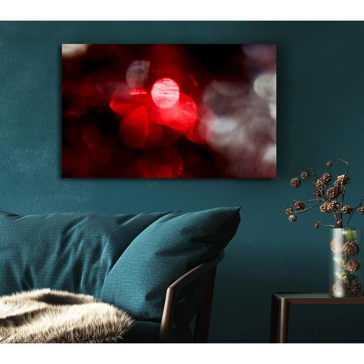 Red Through Grey Canvas Print Wall Art - Yellow / 35.56cm – image 5