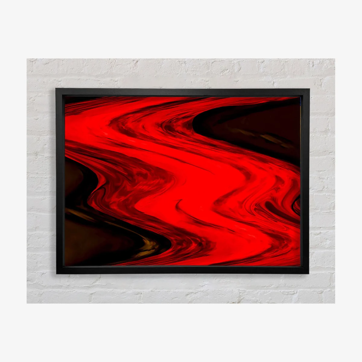 Red Lava River Framed Print Abstract Prints - Black