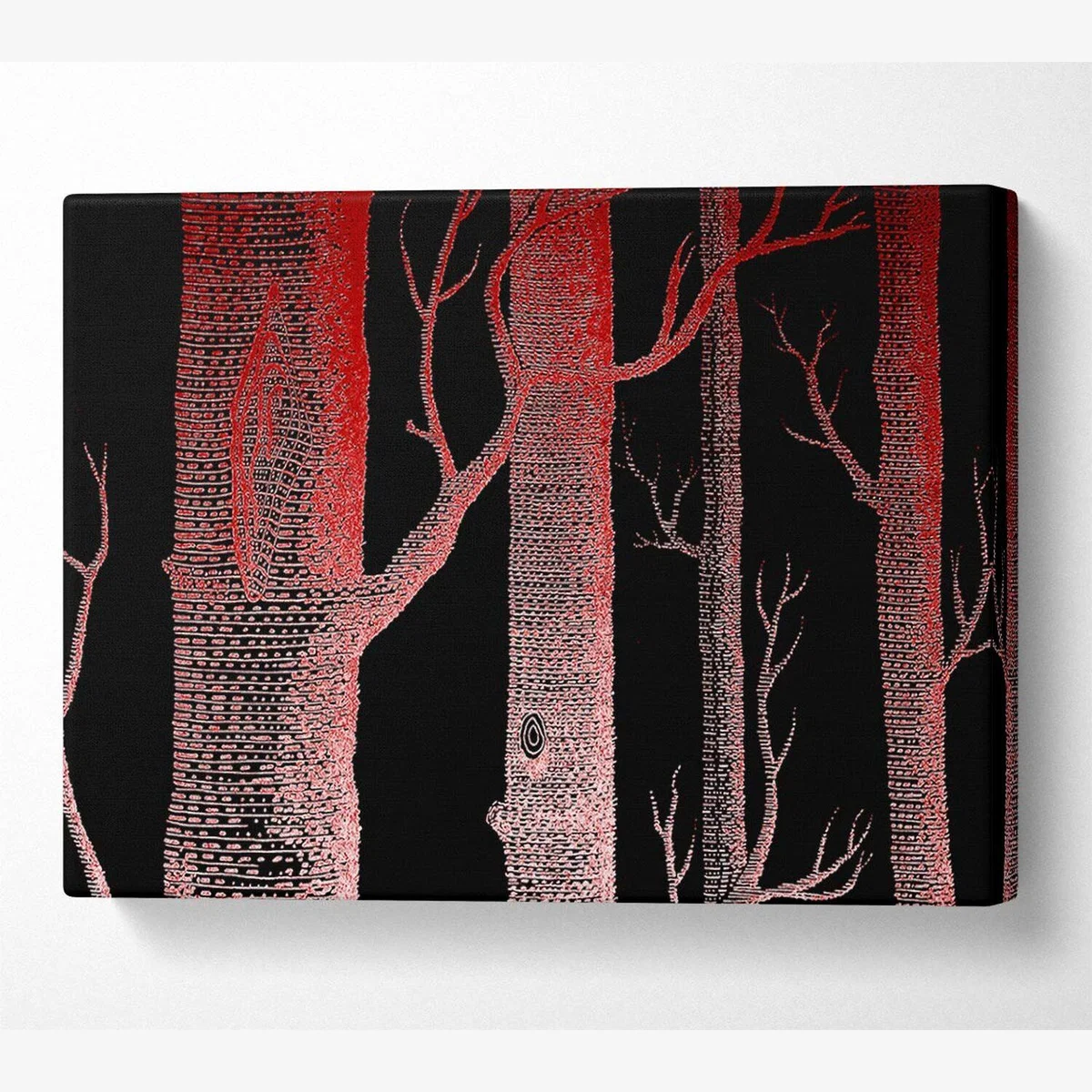 Red Night Trees Canvas Print Wall Art - Yellow / 81.28cm – image 1