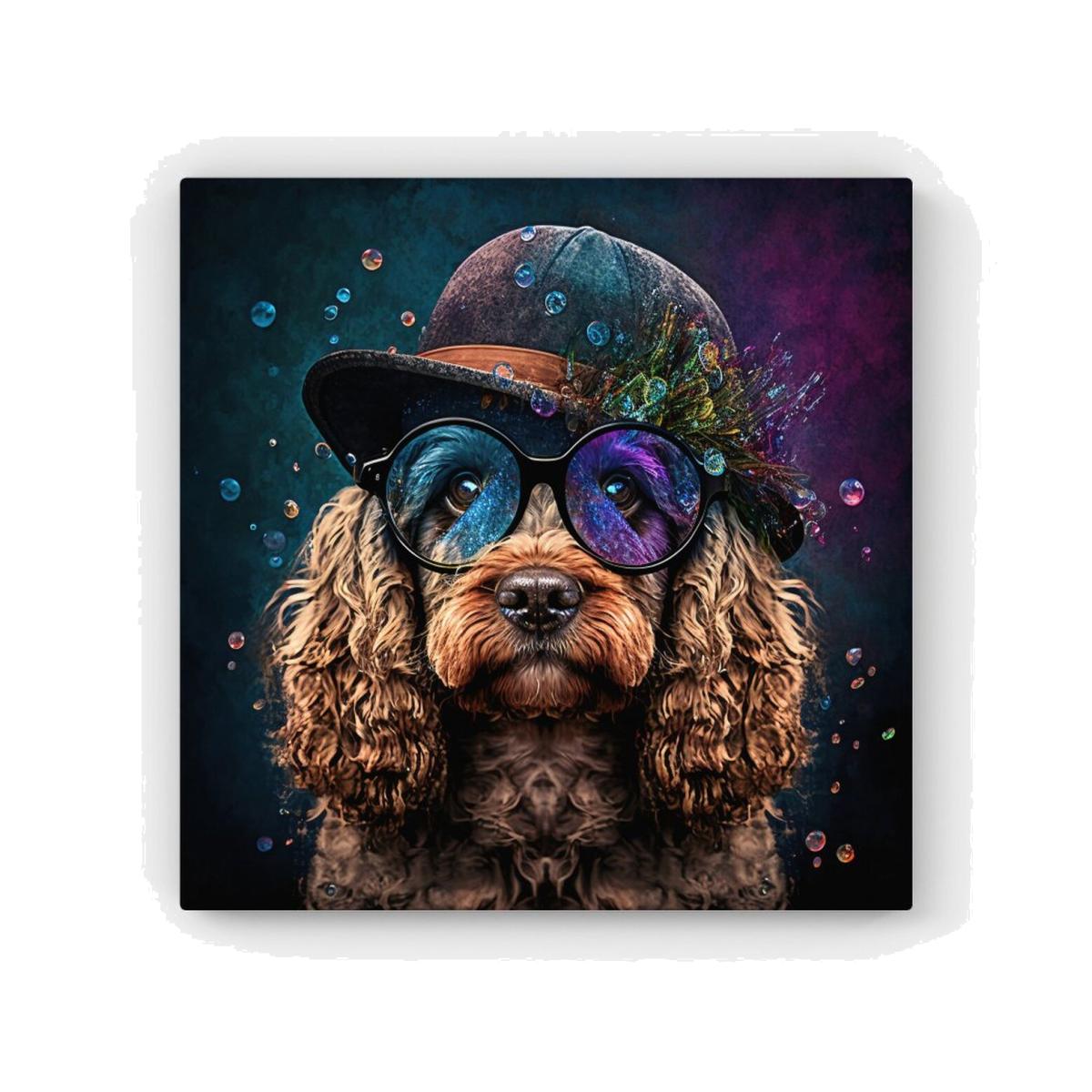 Cockapoo Dog Face Splashart HD Metal Print - Neutral / 40cm