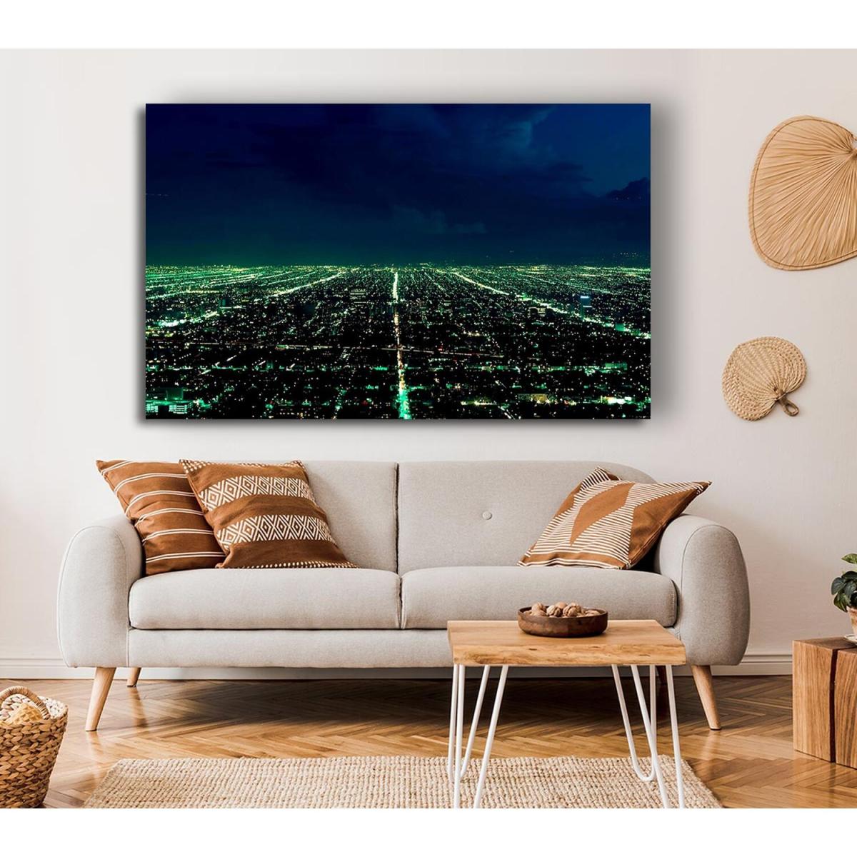 Aerial City View Canvas Print Wall Art - Yellow / 66.04cm – image 3