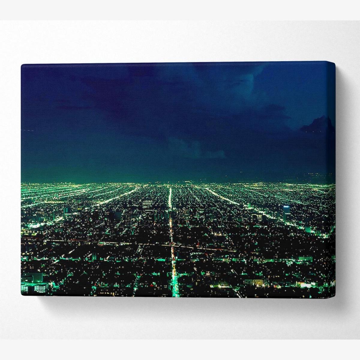 Aerial City View Canvas Print Wall Art - Yellow / 66.04cm – image 1