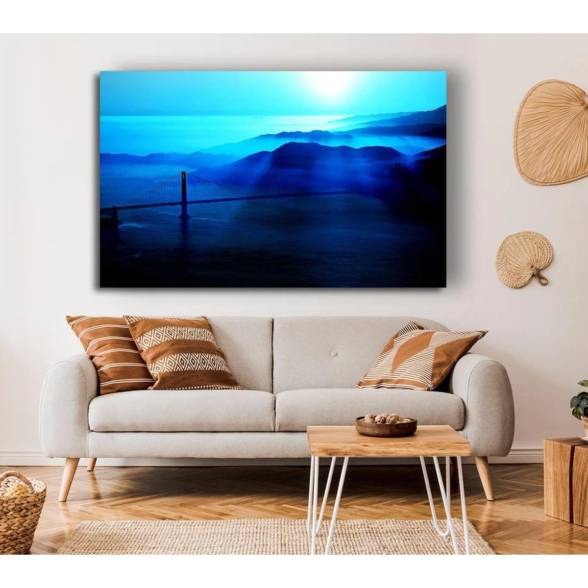 Golden Gate Bridge Morning Mist Canvas Print Wall Art - Yellow / 81.28cm – image 3