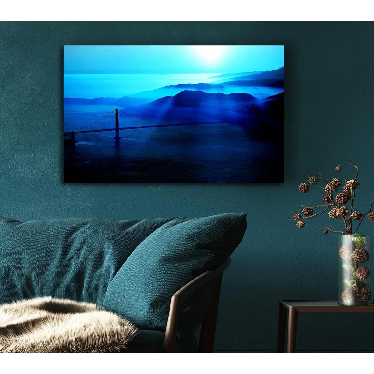 Golden Gate Bridge Morning Mist Canvas Print Wall Art - Yellow / 81.28cm – image 4