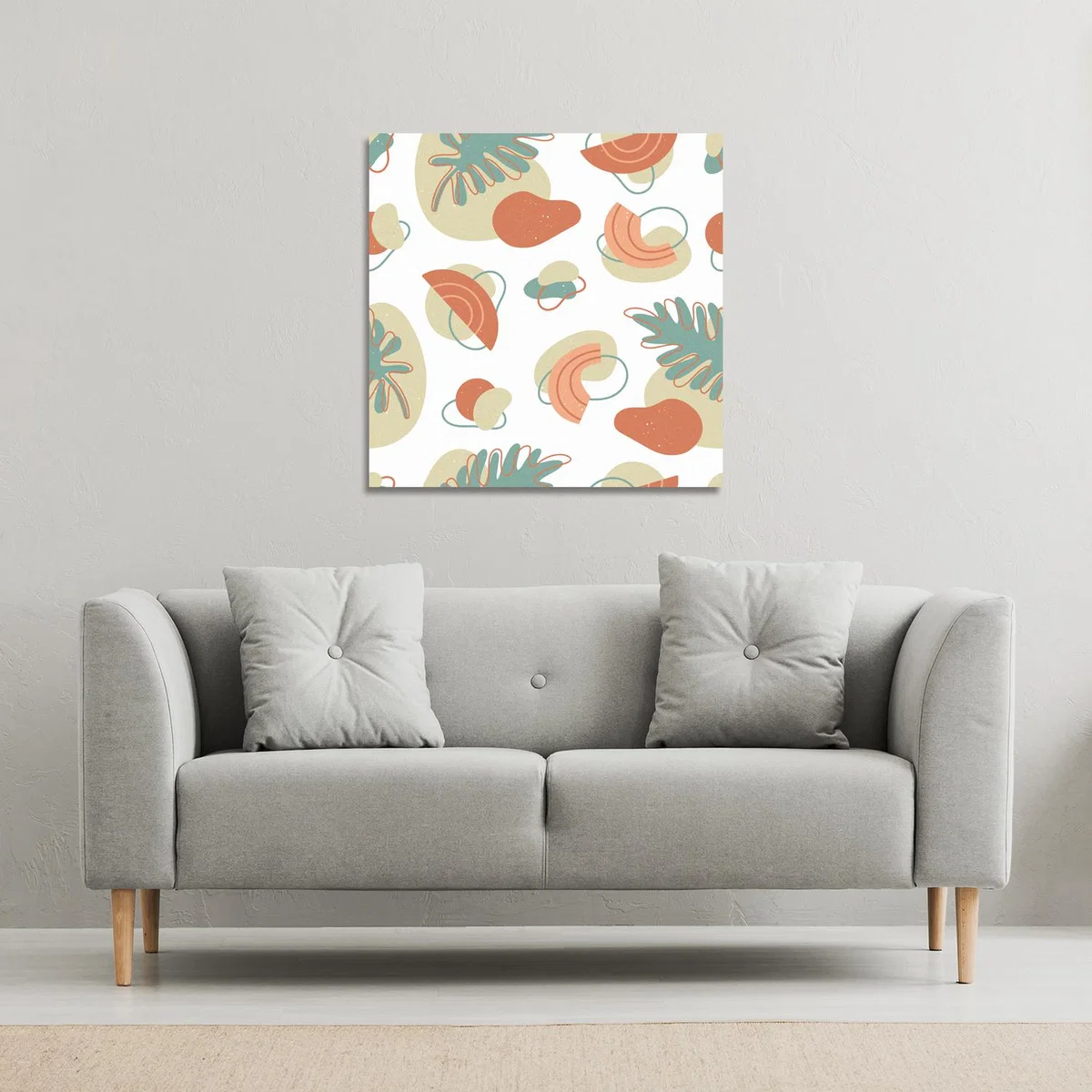 line art and botanical elements Canvas Print - Green / 77cm – image 3
