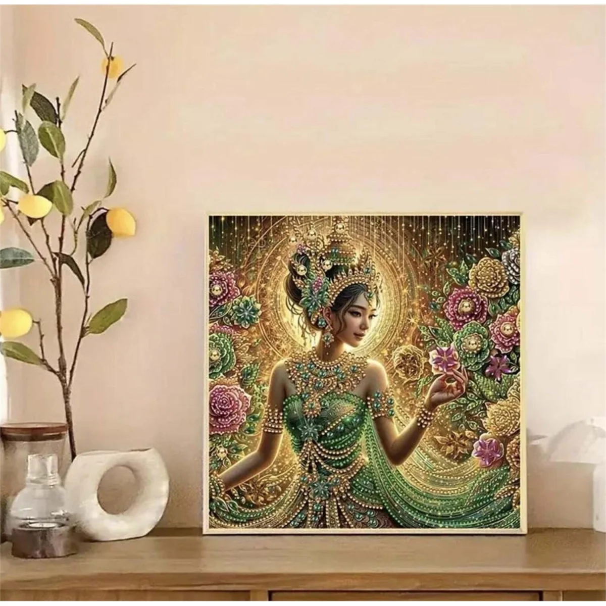 Floral Classic Thai Lady Diamond Art Painting Kit - Multi – image 5