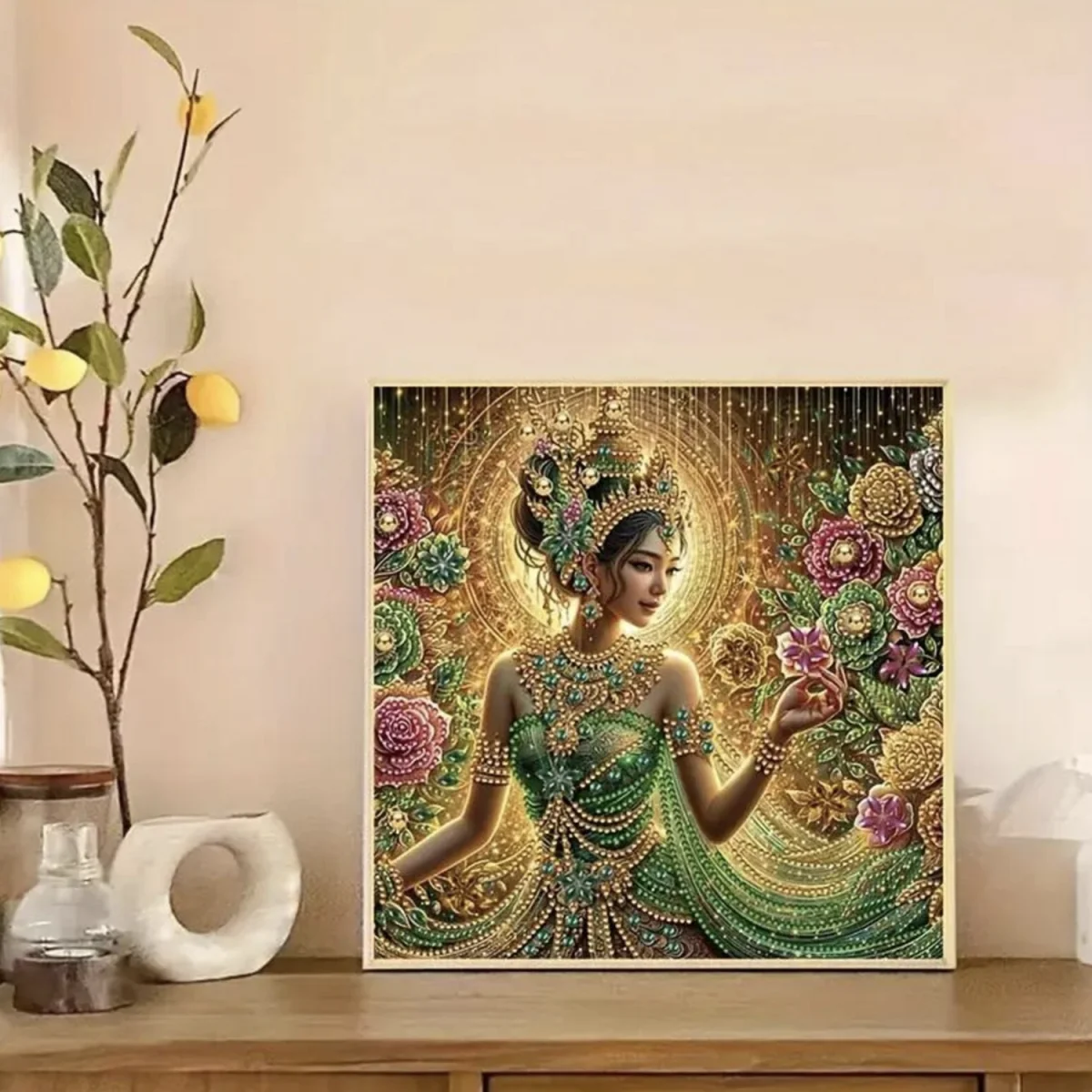 Floral Classic Thai Lady Diamond Art Painting Kit - Multi – image 7