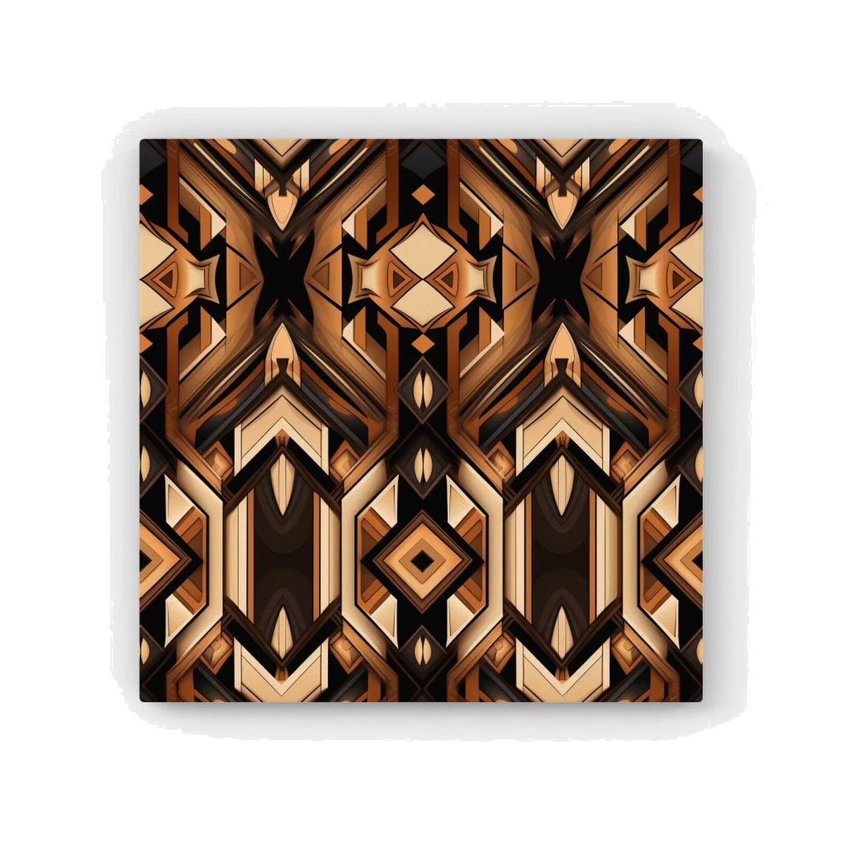 Black And Brown Intricate Pattern HD Metal Print - Brown / 40cm