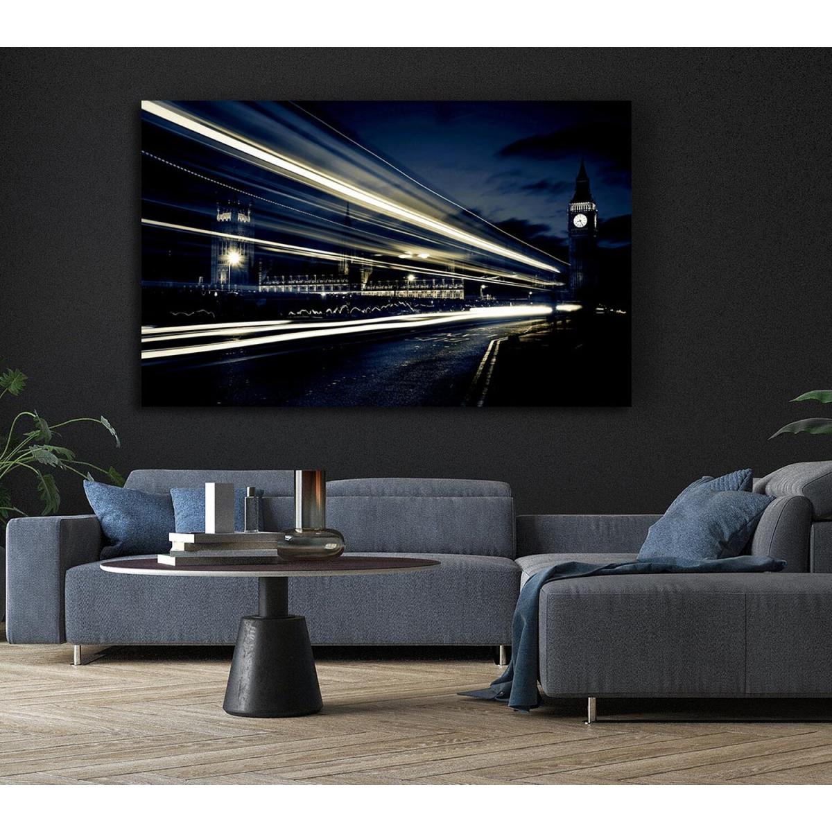 London Blue Nights Canvas Print Wall Art - Yellow / 35.56cm – image 4