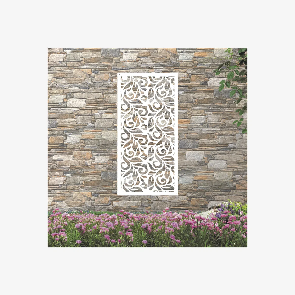 Dragon Herb Screen Metal Wall Art - White