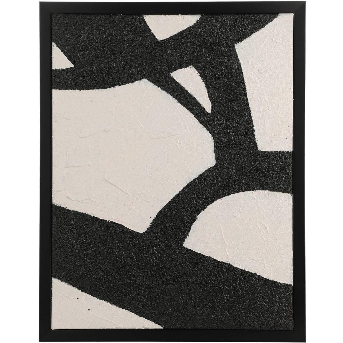 EGLO Roberval Set of Two Hand-Painted BlackWhite Canvases - black, white – image 2