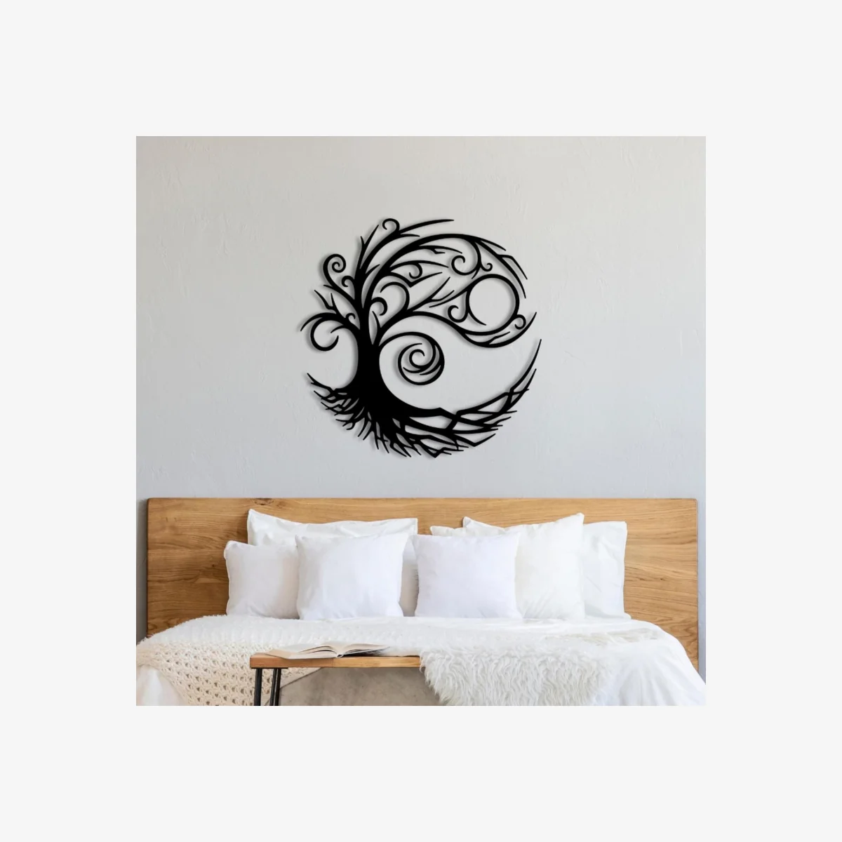 METAL WALL ART- TREE OF LIFE 60X60 CM - TEXTURE BLACK - Black – image 1