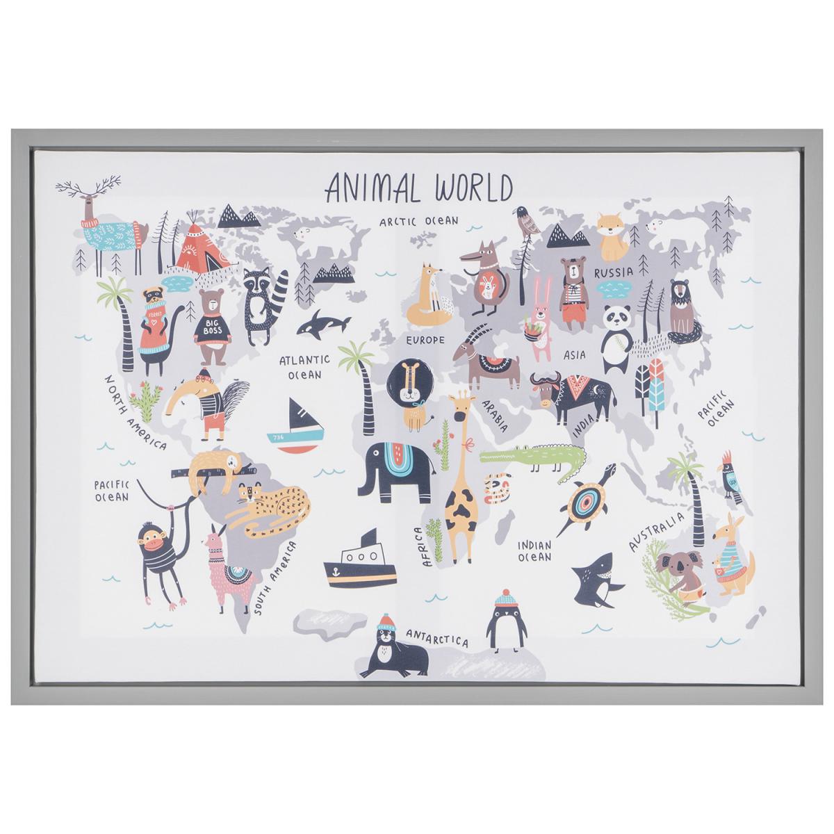 Framed Animal World Map – image 2