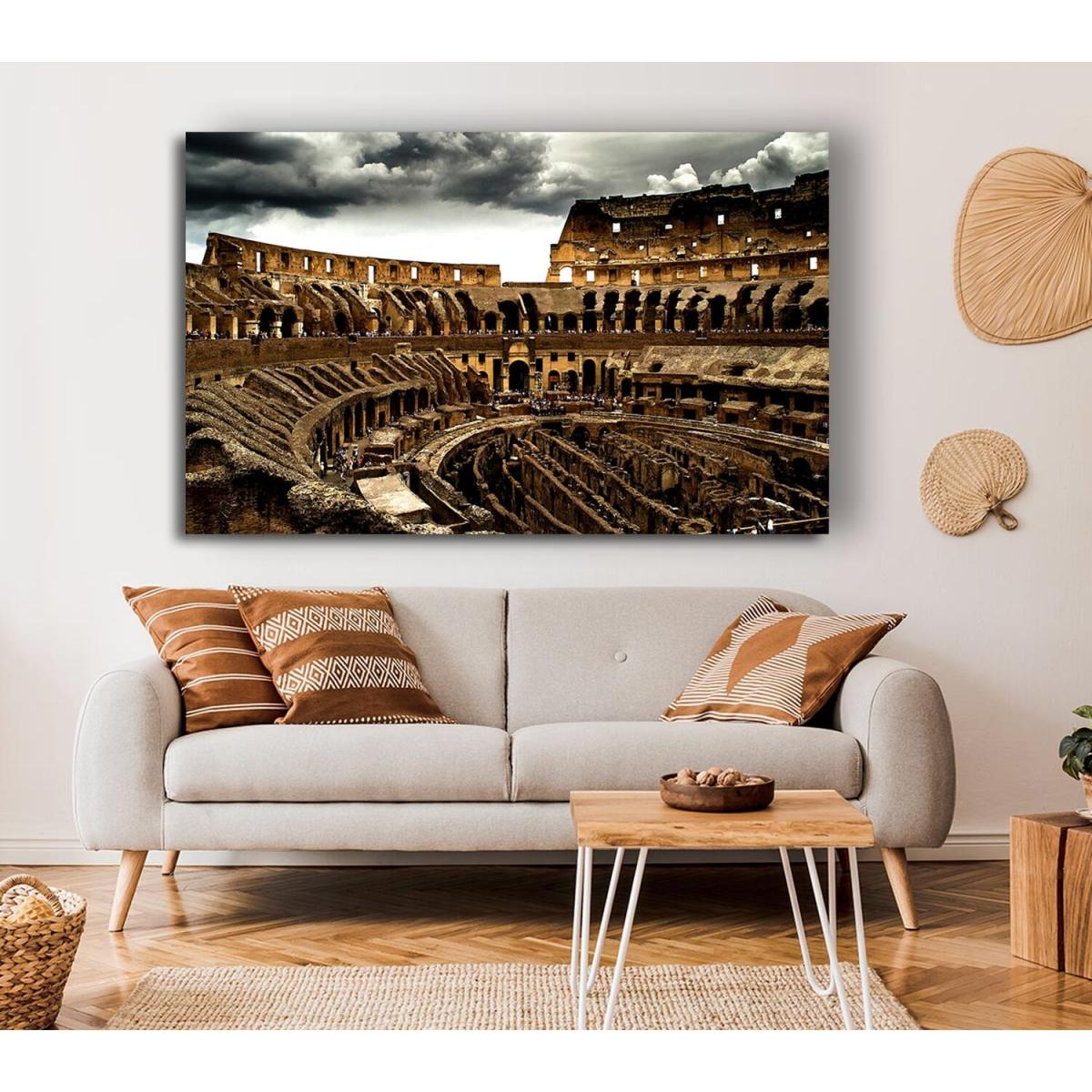 Cloudy Colosseum Canvas Print Wall Art - Yellow / 50.8cm – image 4