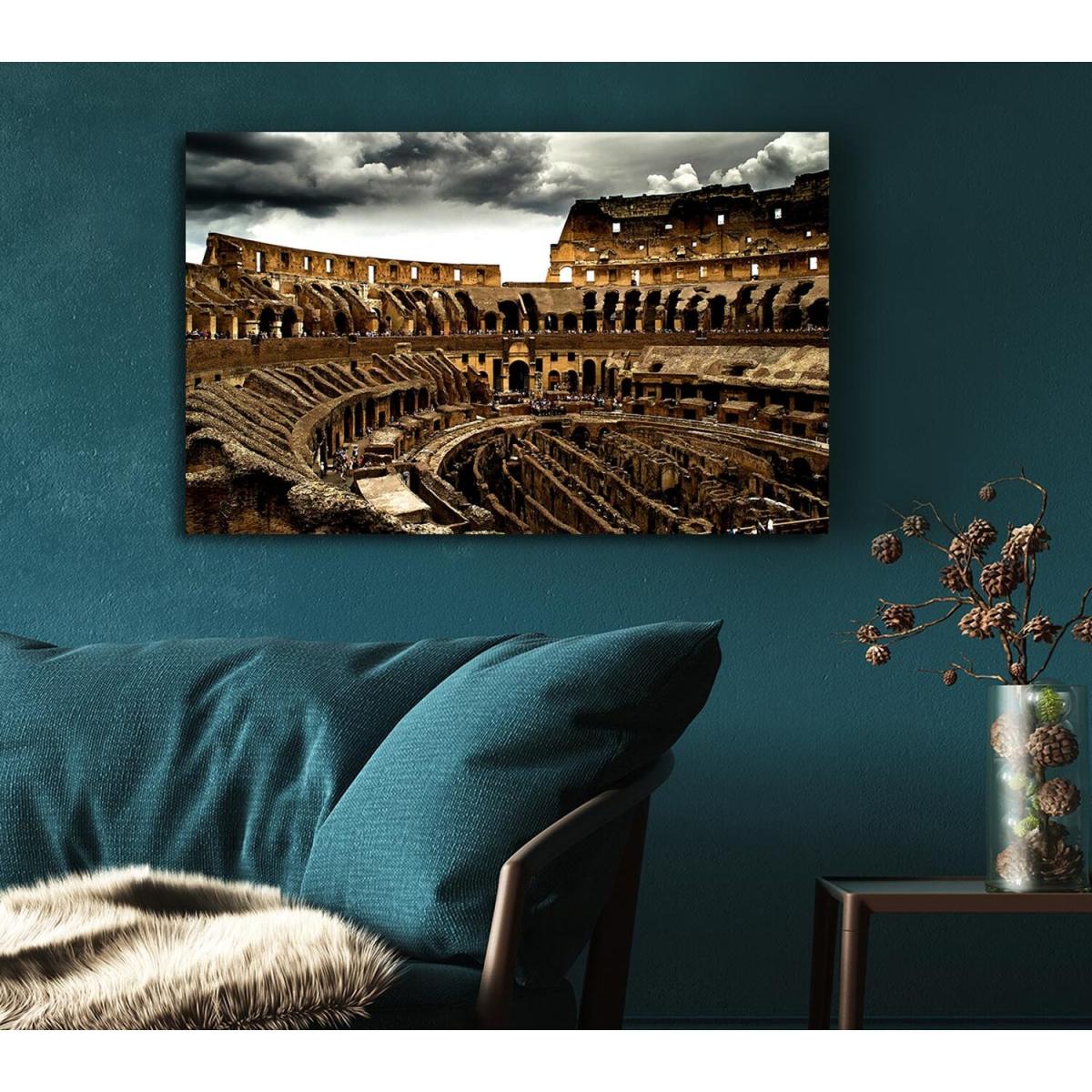 Cloudy Colosseum Canvas Print Wall Art - Yellow / 50.8cm – image 5