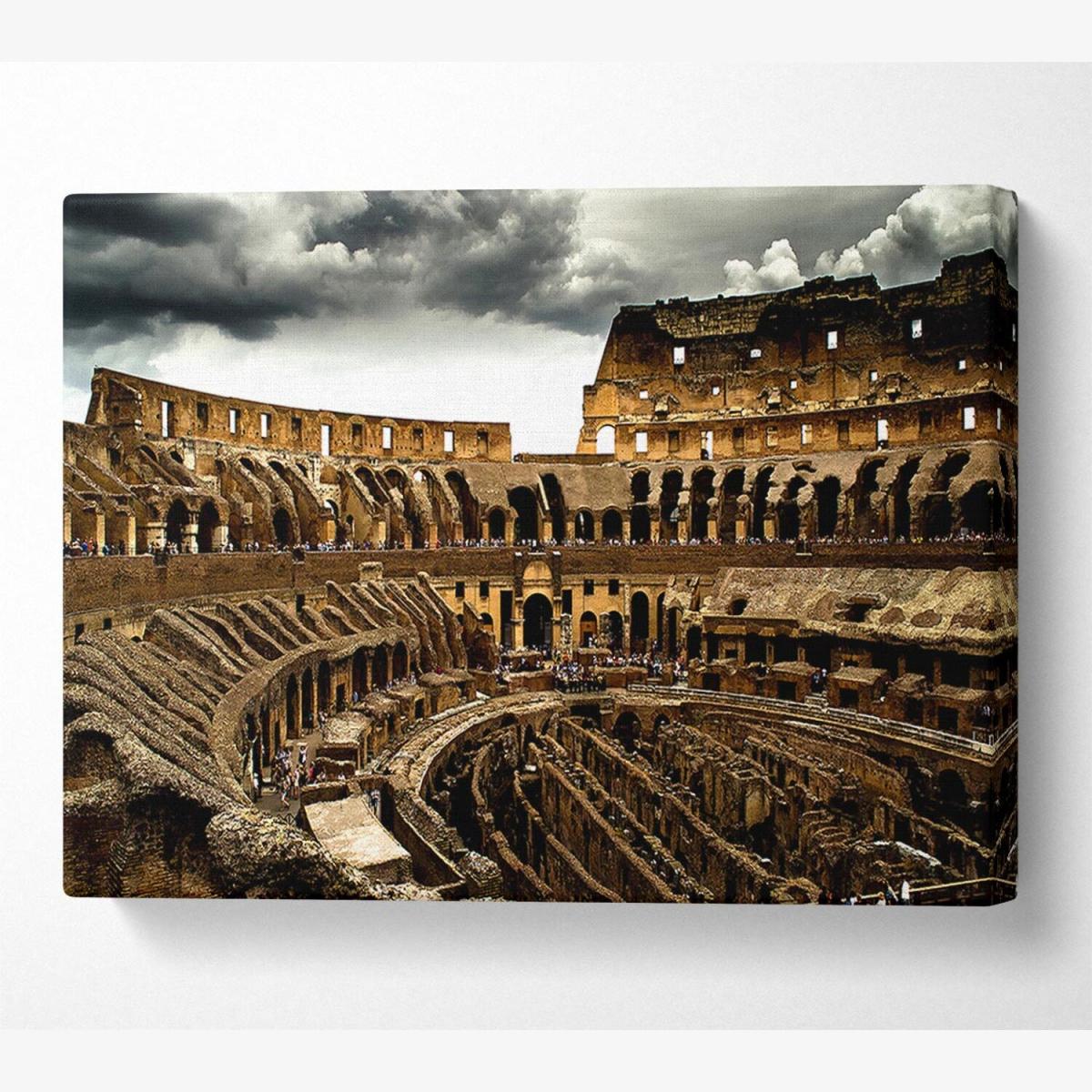 Cloudy Colosseum Canvas Print Wall Art - Yellow / 50.8cm – image 1