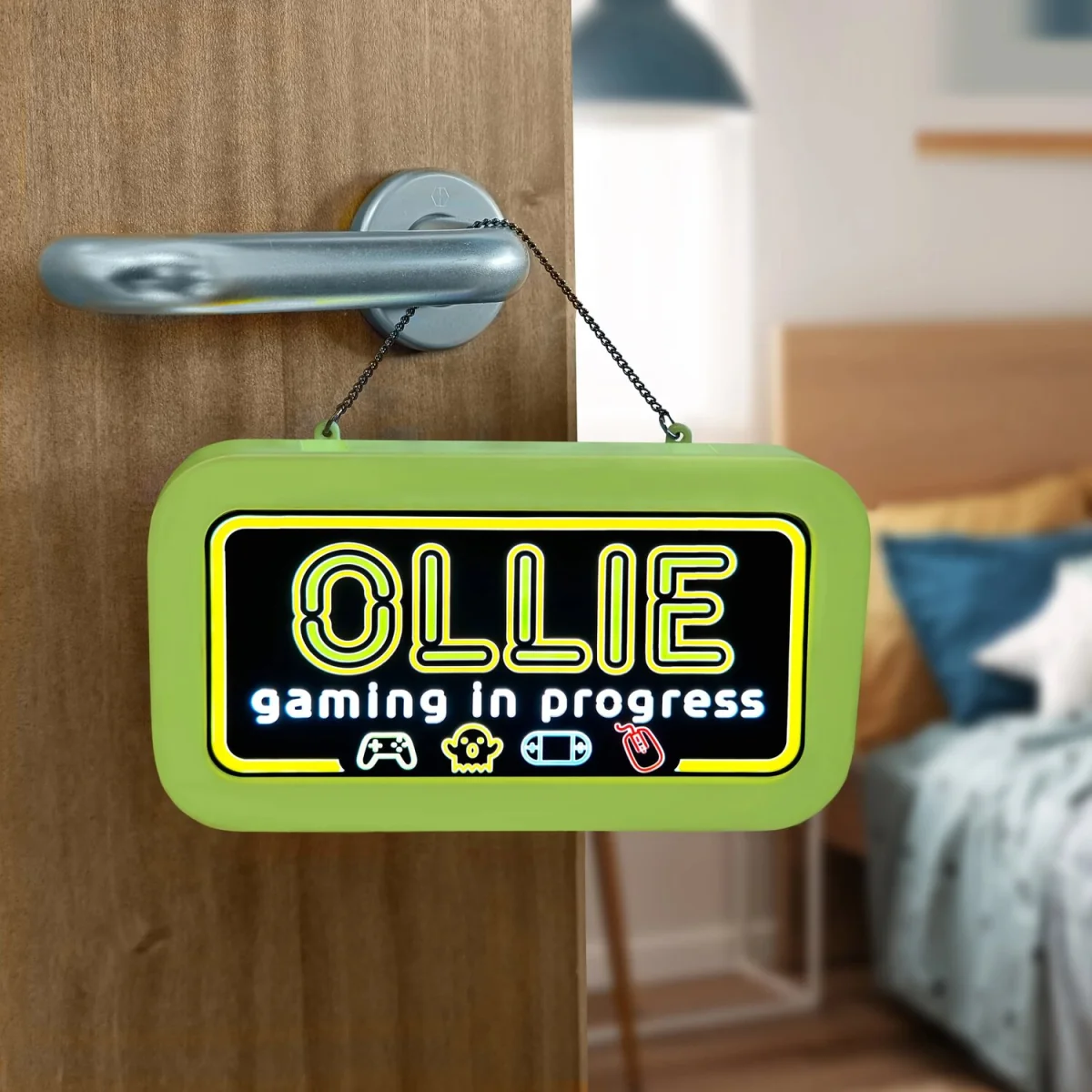 Ollie Pre-personalised Light-Up Neon Bedroom Sign - Black – image 8