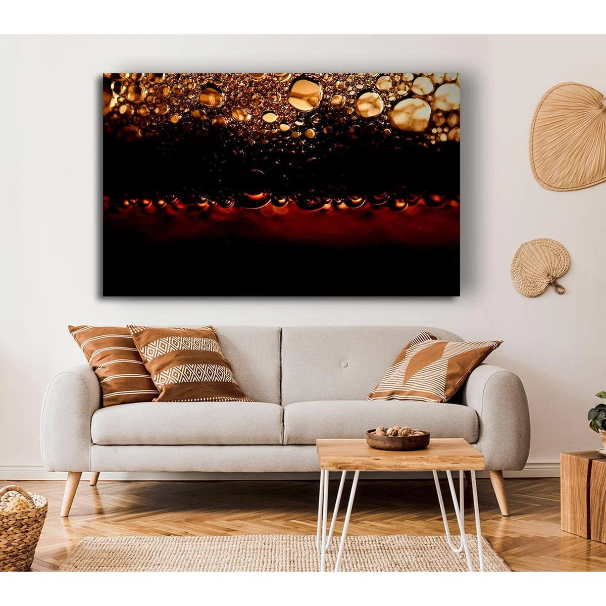 Black Beer Bubbles Canvas Print Wall Art - Yellow / 101.6cm – image 4