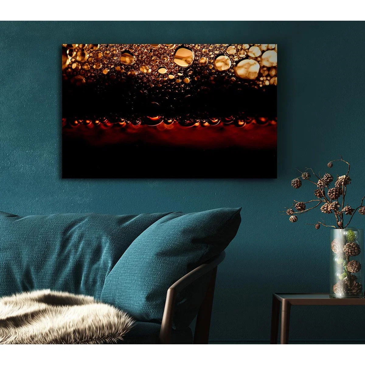 Black Beer Bubbles Canvas Print Wall Art - Yellow / 101.6cm – image 5