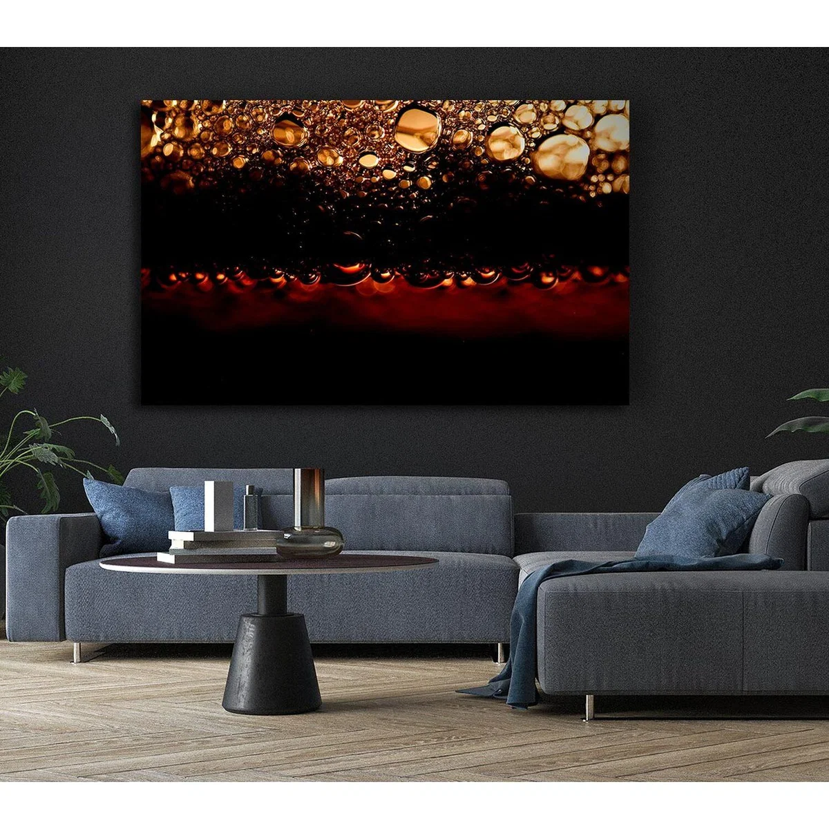 Black Beer Bubbles Canvas Print Wall Art - Yellow / 101.6cm – image 6