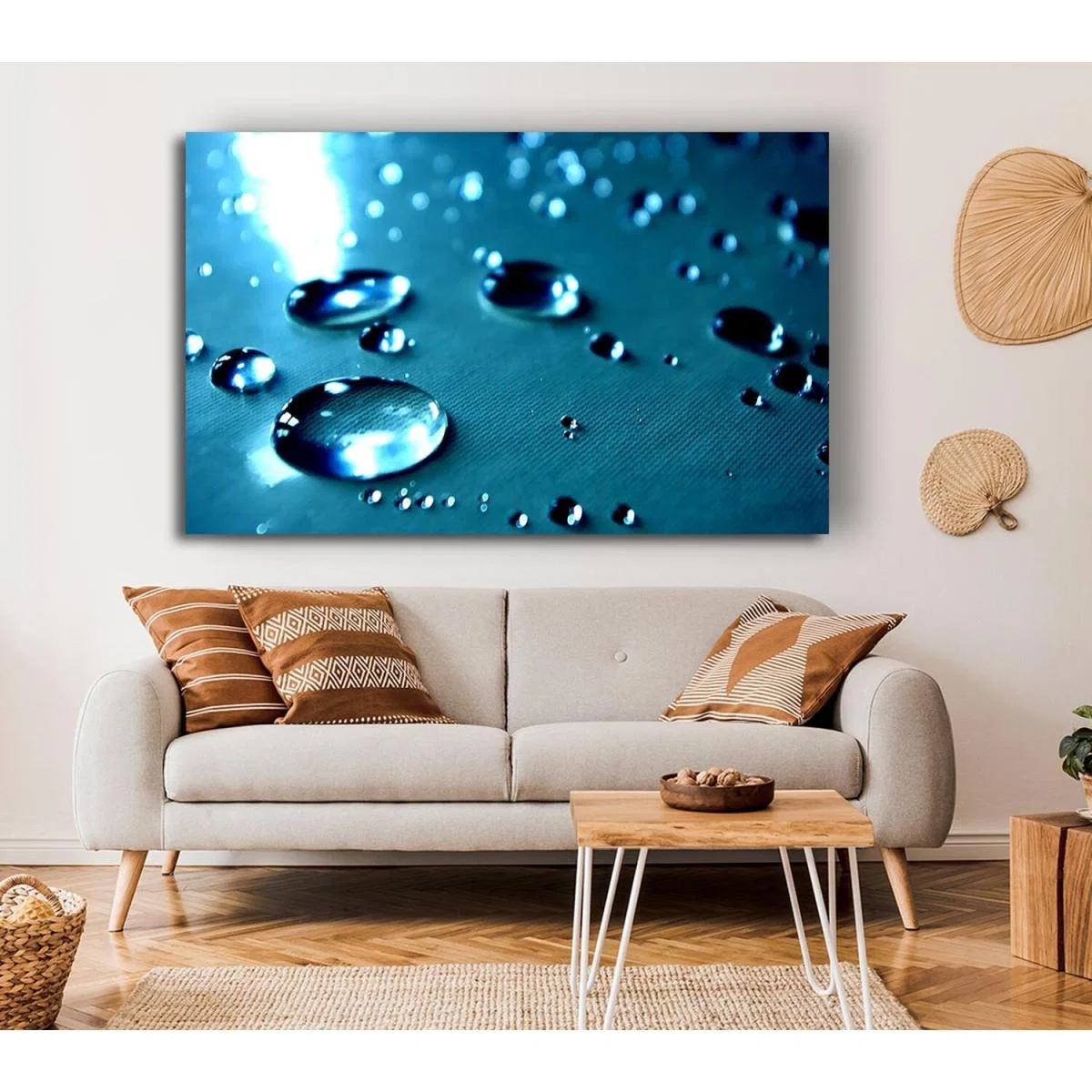 Drops Of Water Canvas Print Wall Art - Yellow / 50.8cm – image 3