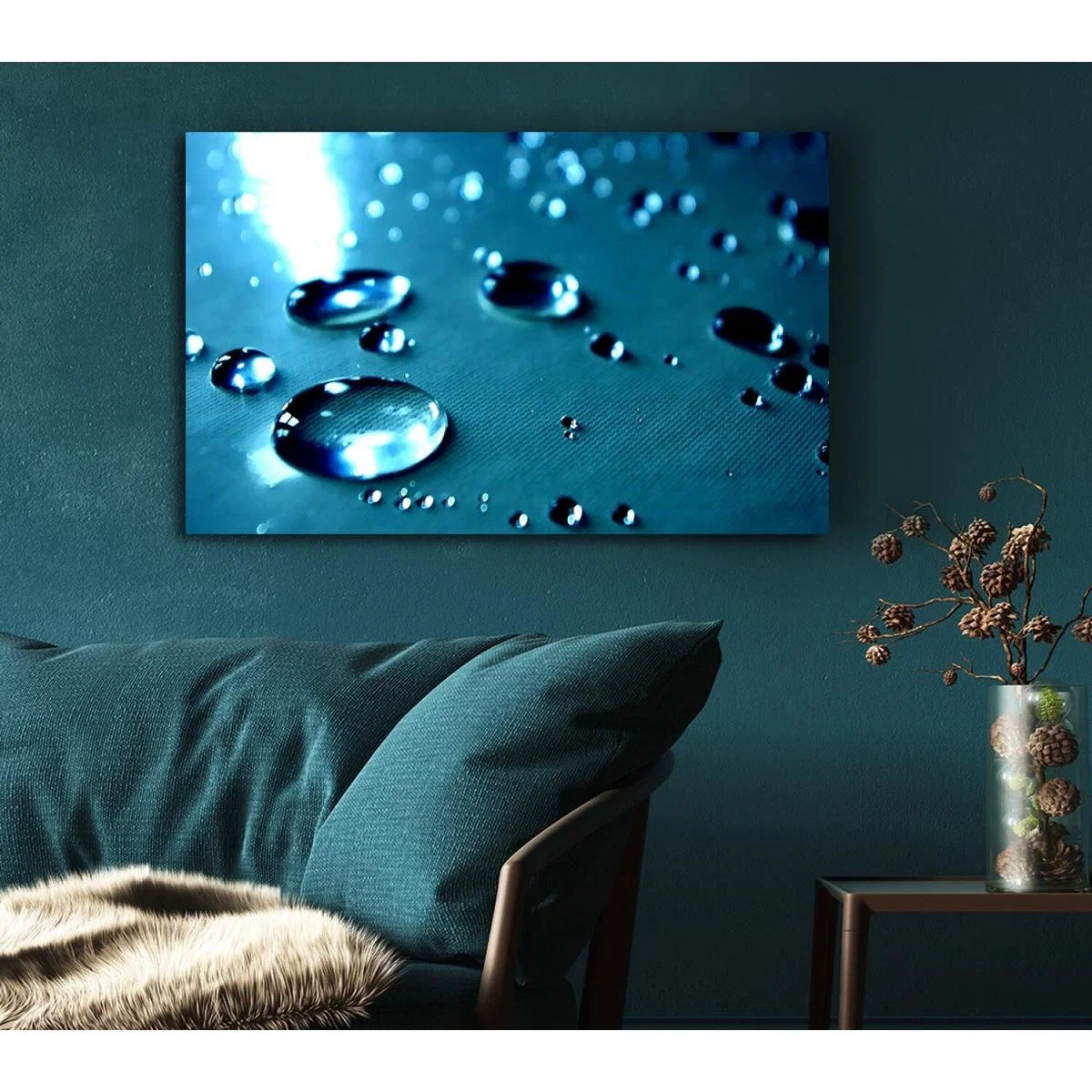 Drops Of Water Canvas Print Wall Art - Yellow / 50.8cm – image 4