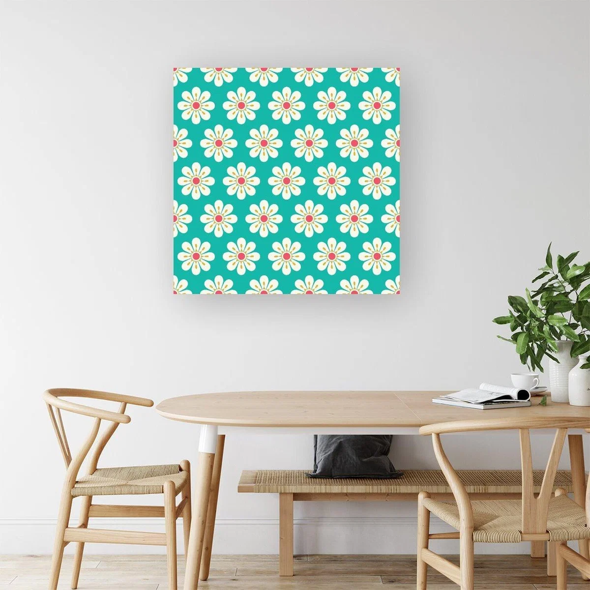 Daisy Pattern Canvas Print - Green / Small – image 2