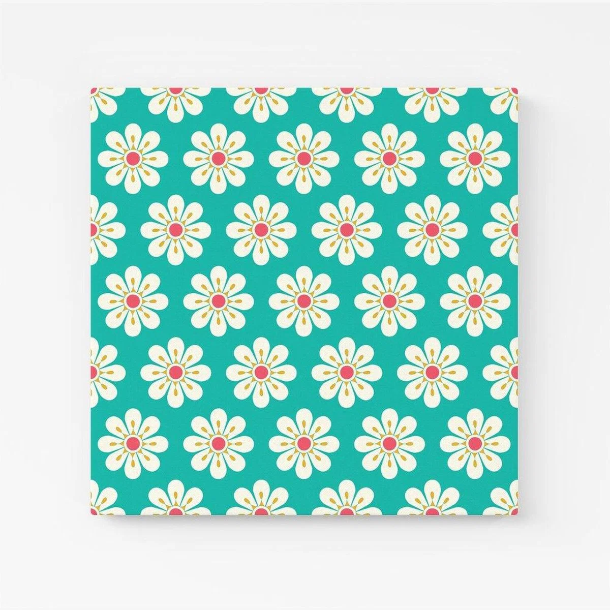 Daisy Pattern Canvas Print - Green / Small – image 1