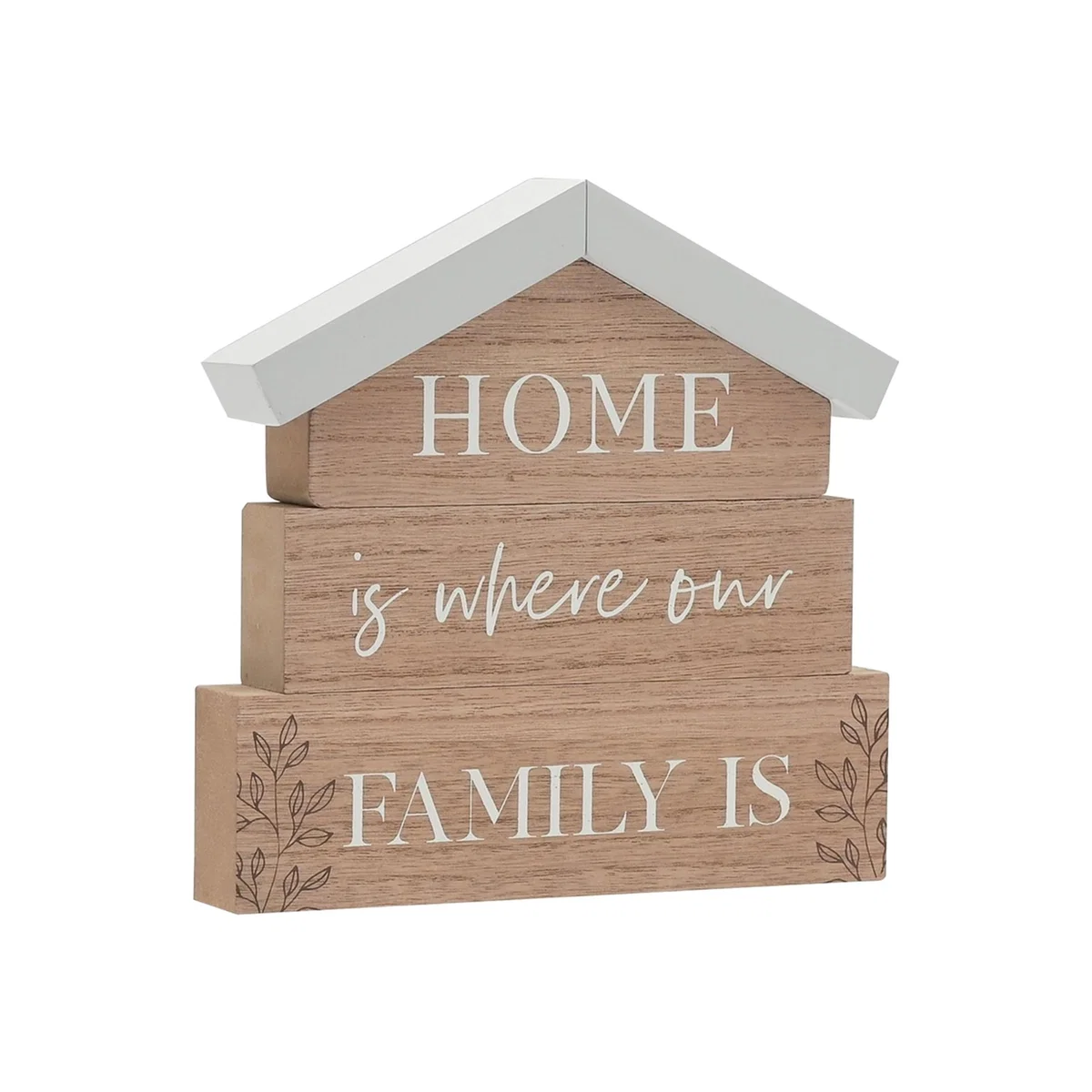 House Mantel Plaque - Home Is Where Family 20cm - Brown