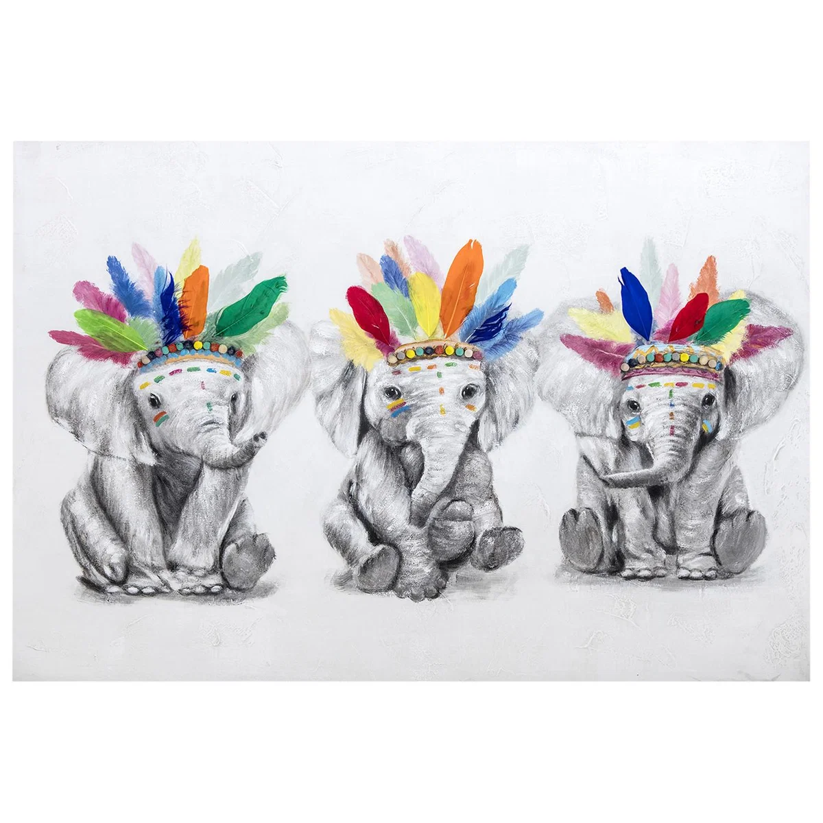 Hand Painted Elephants Pom Pom Canvas – image 2