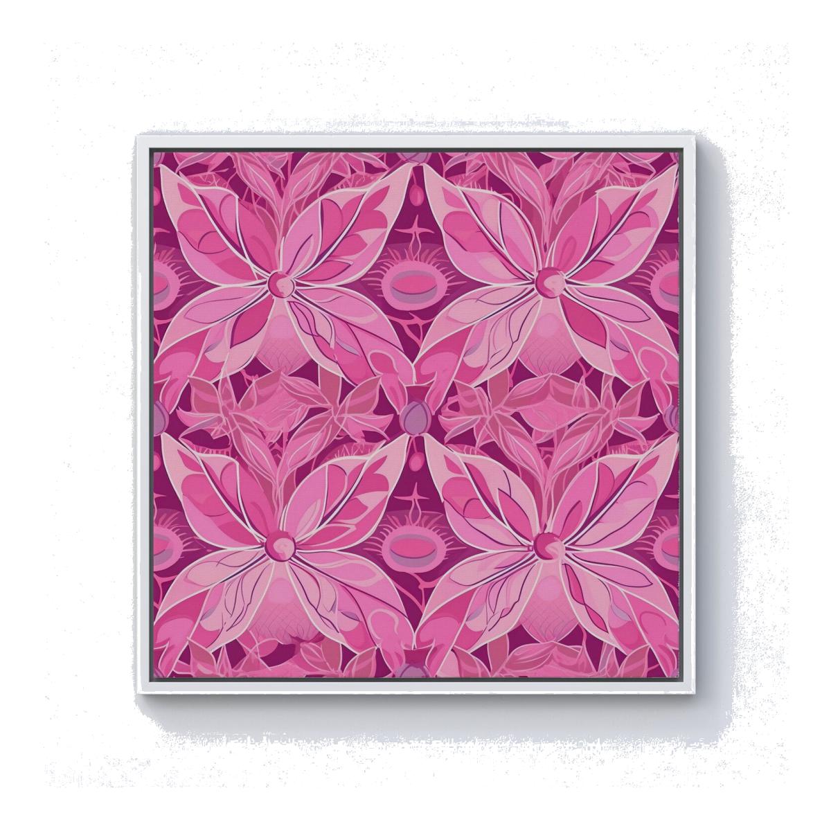 Pink Abstract Floral Design Canvas Print - Pink / 40.6cm / White Frame