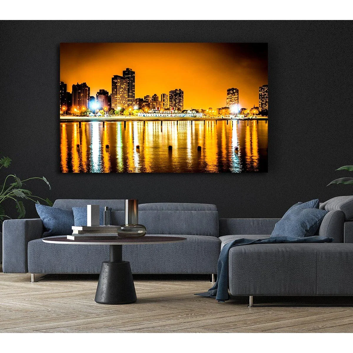 Golden City Waters Canvas Print Wall Art - Yellow / 101.6cm – image 5